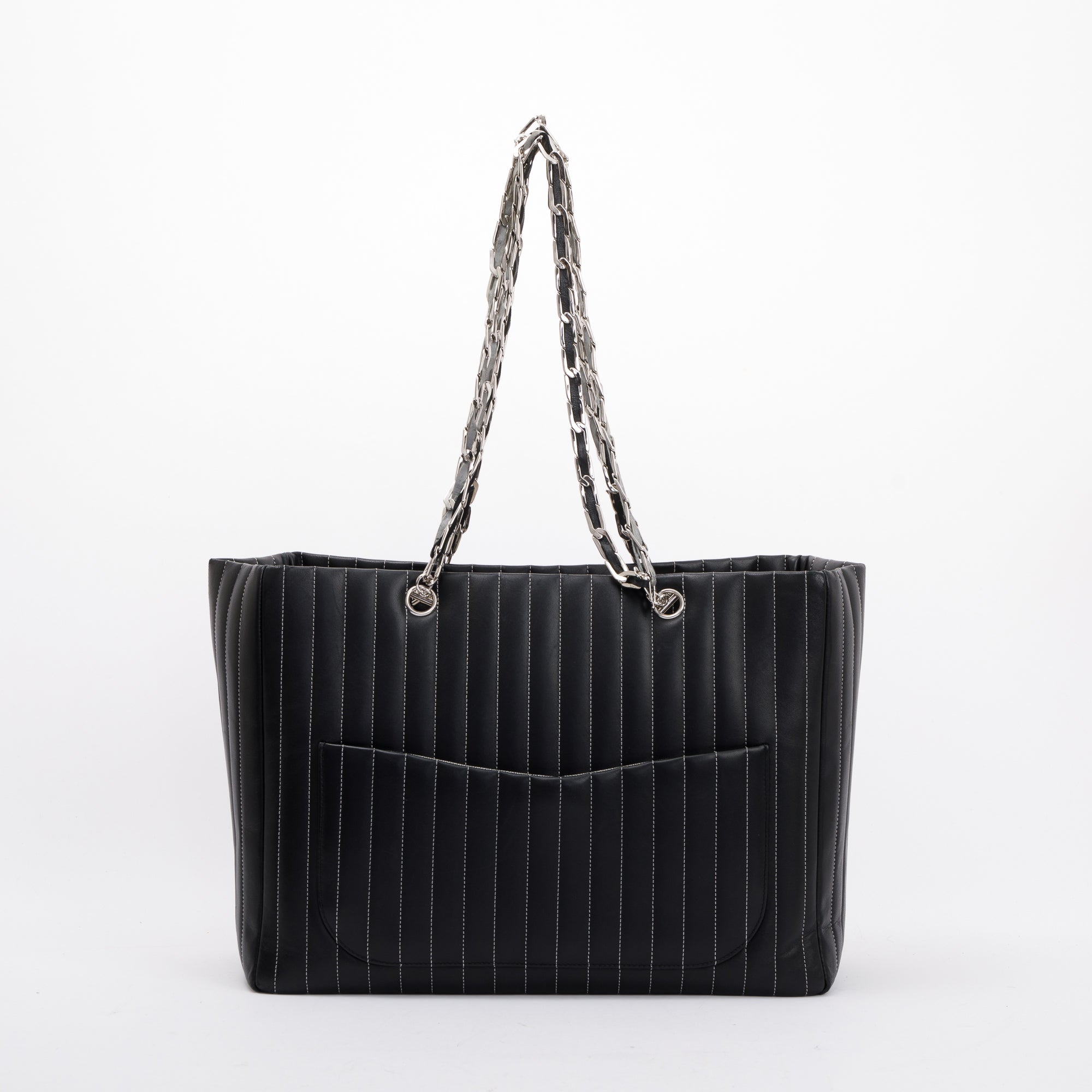 Chanel Black Lambskin Mademoiselle Ligne Tote w/ Box