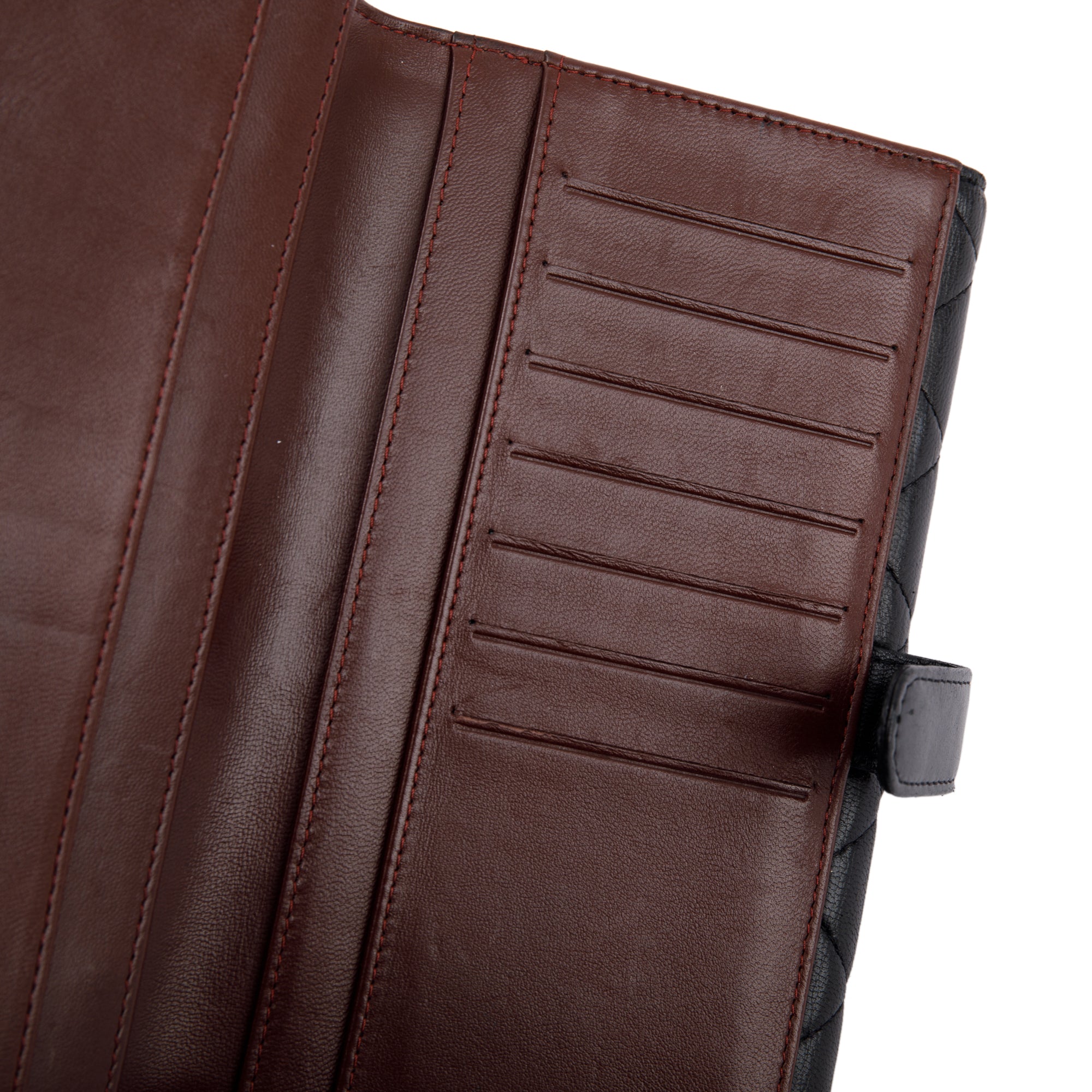 Chanel Black Lambskin Quilted Long Flap Wallet