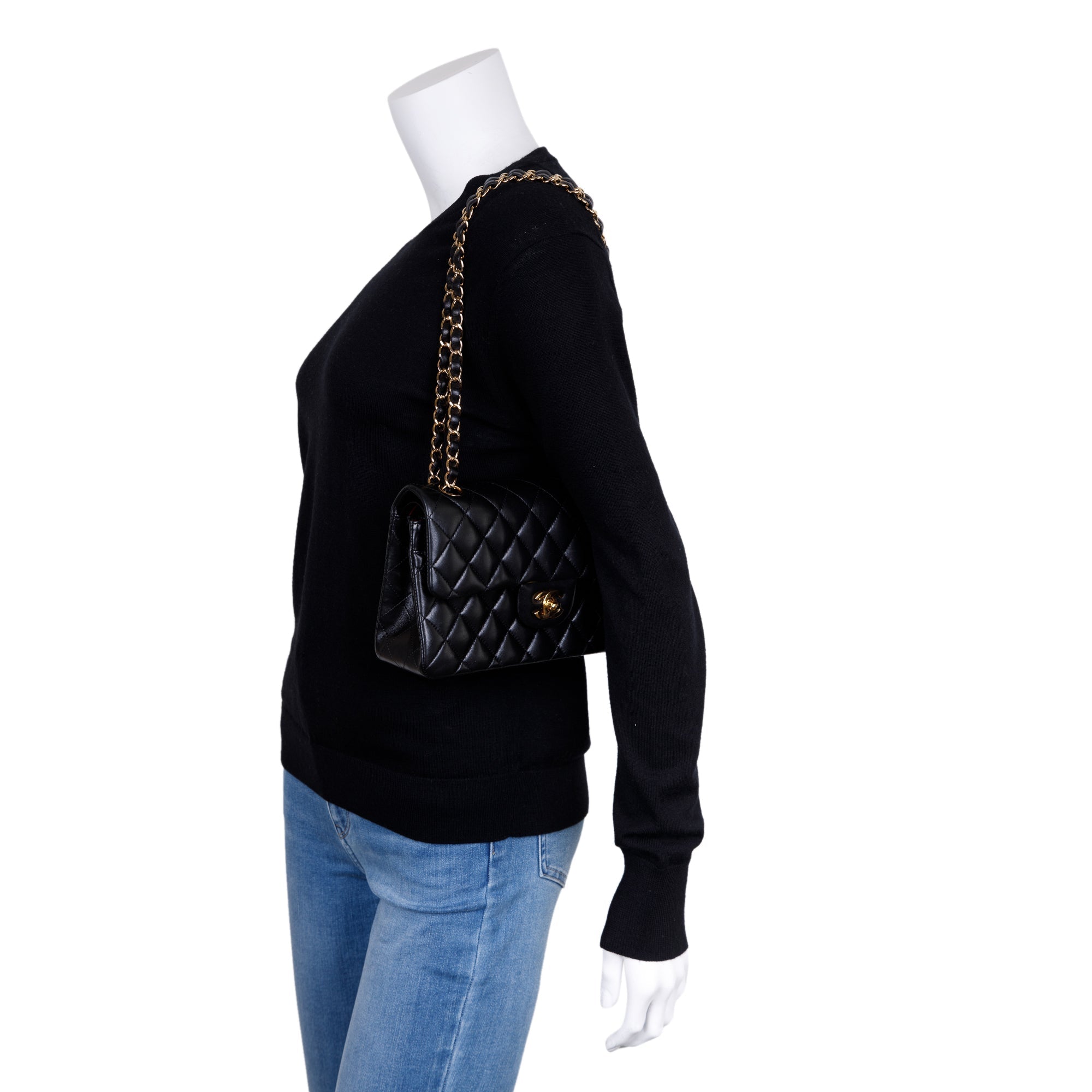 Chanel Black Lambskin Small Classic Double Flap Bag