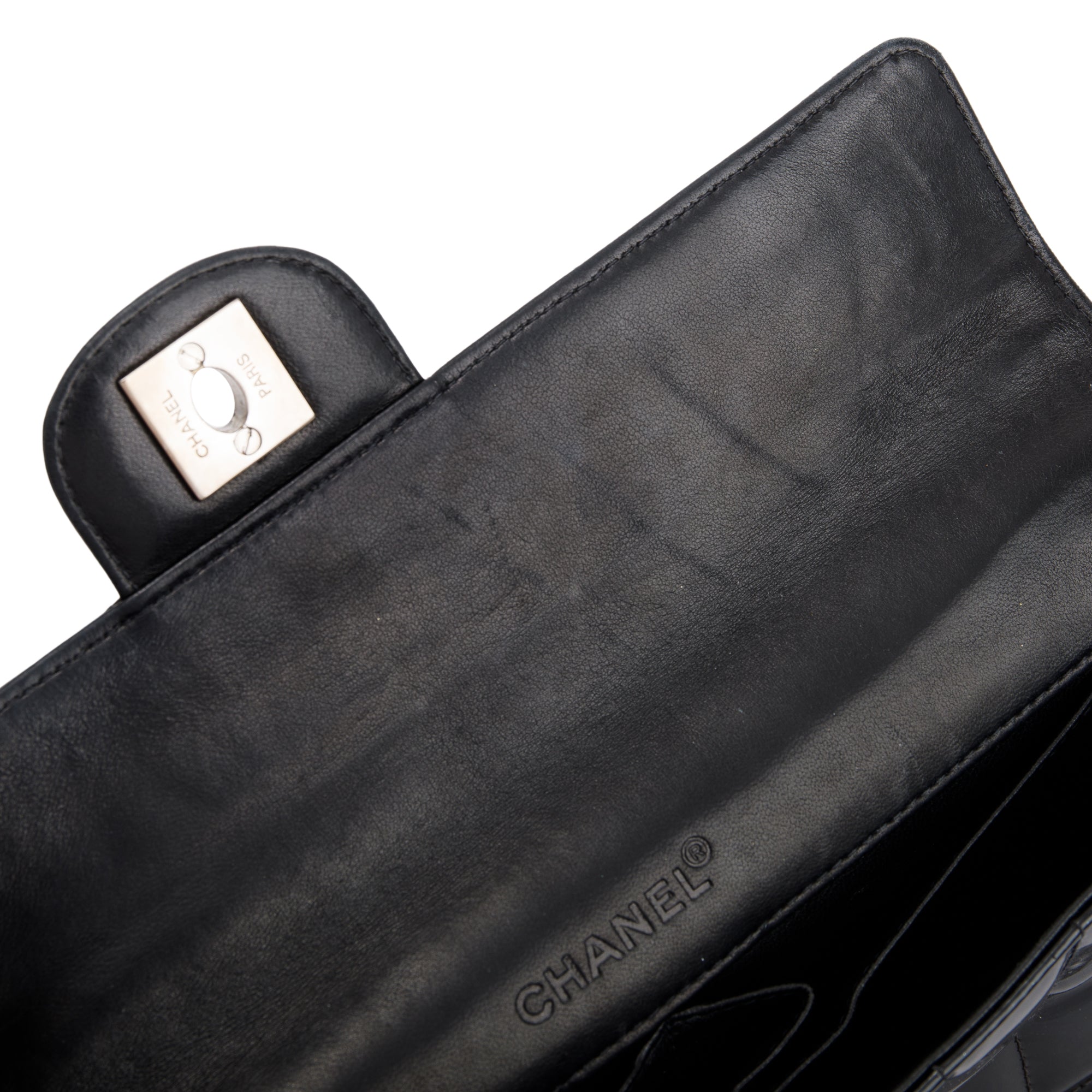 Chanel Black Patent Leather Chocolate Bar E/W Flap Bag w/ Authenticity Card