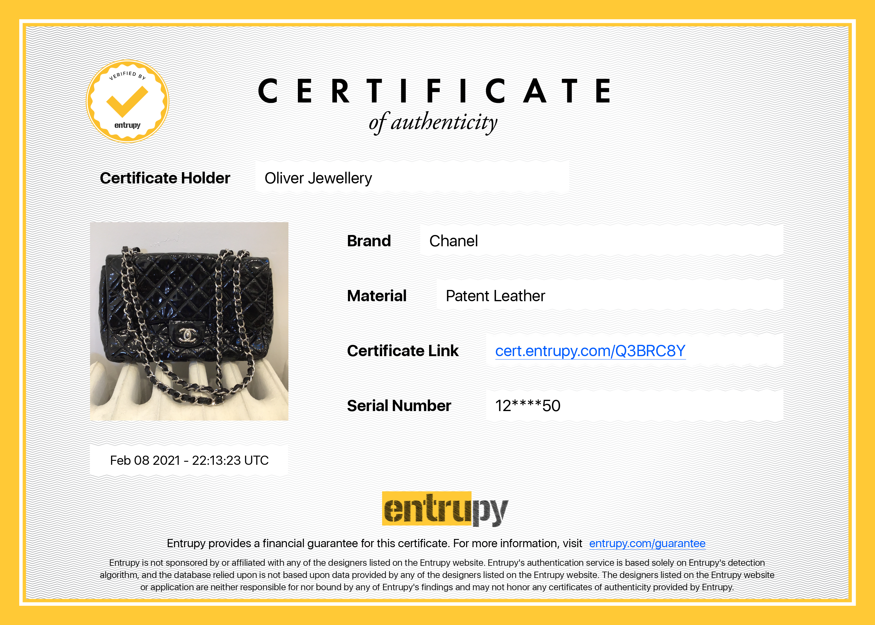 Chanel Black Patent Leather Classic Jumbo Single Flap Bag