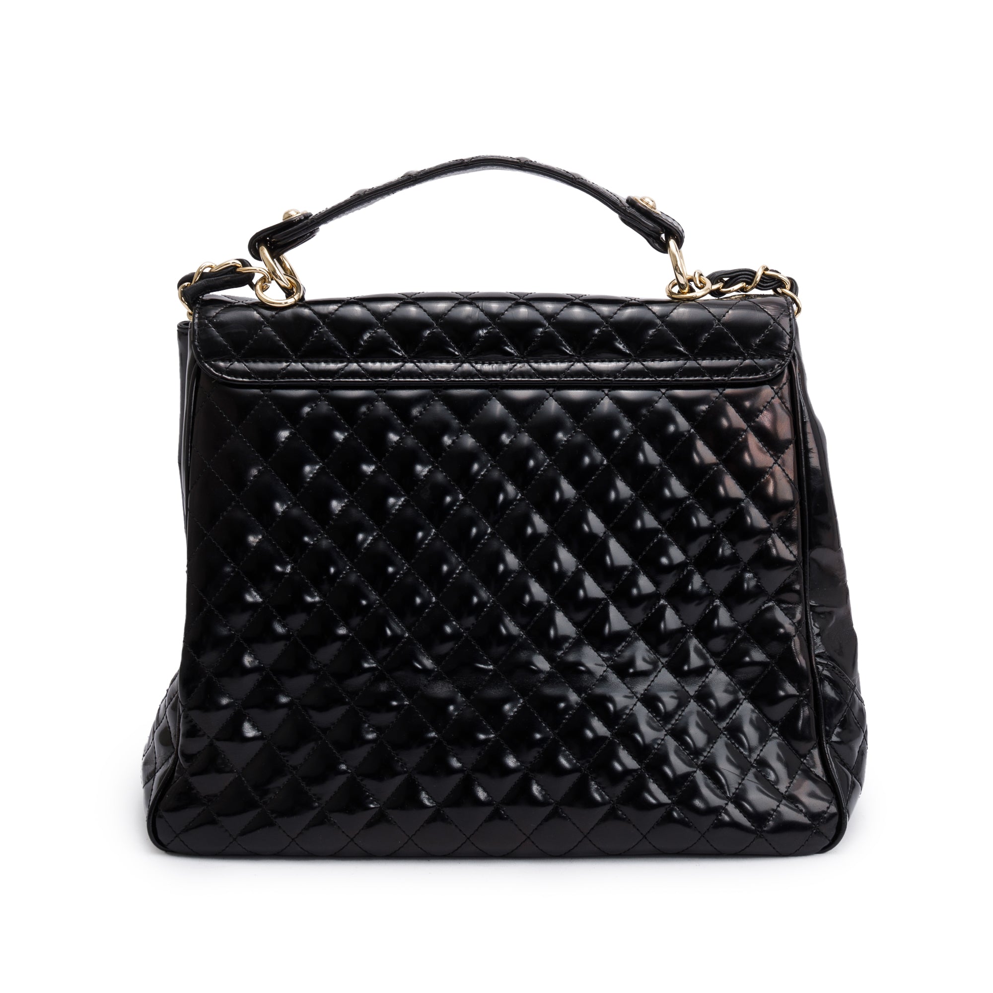 Chanel Black Patent Leather Mademoiselle Kelly Flap Bag