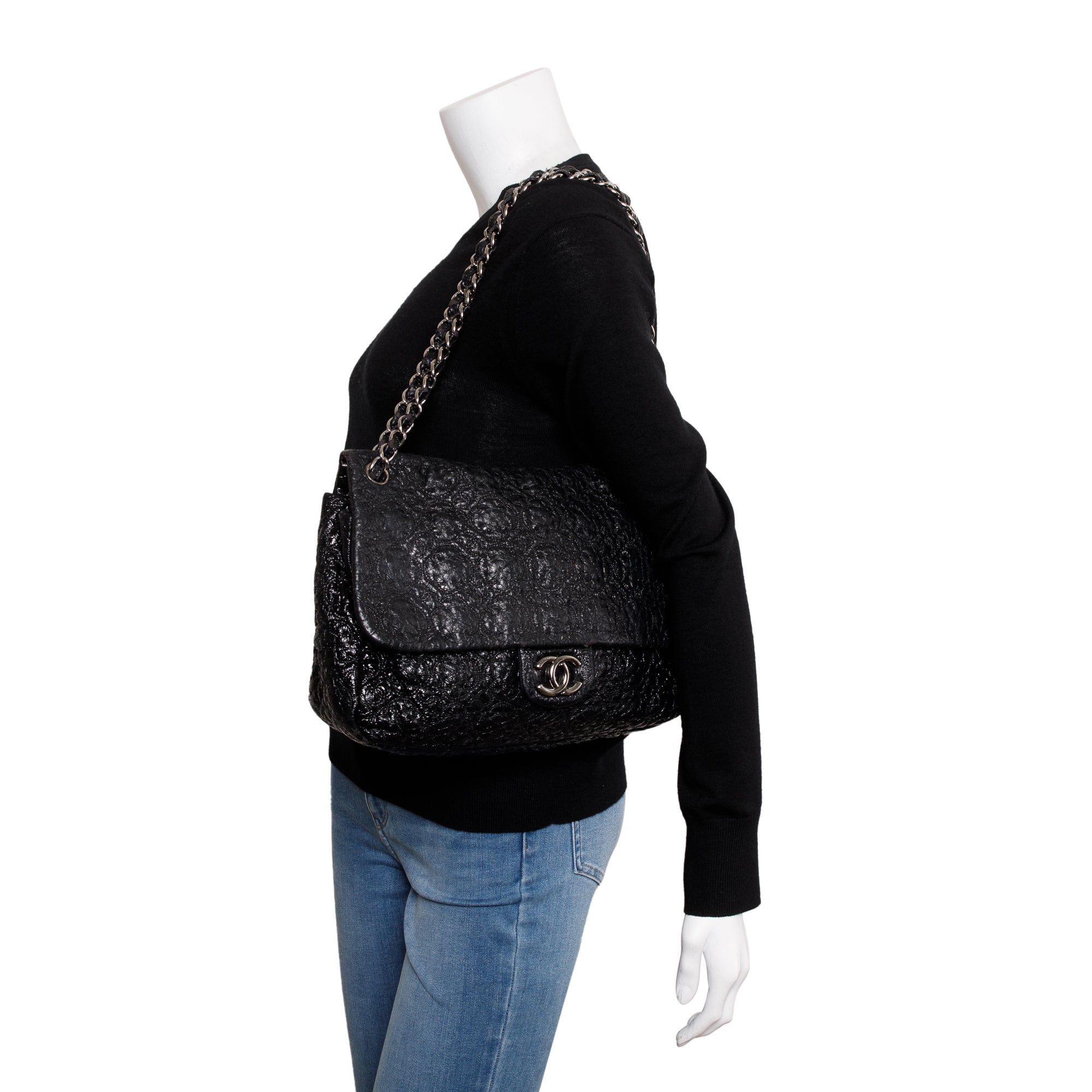 Chanel Black Patent Leather Rock In Moscow Flap Bag