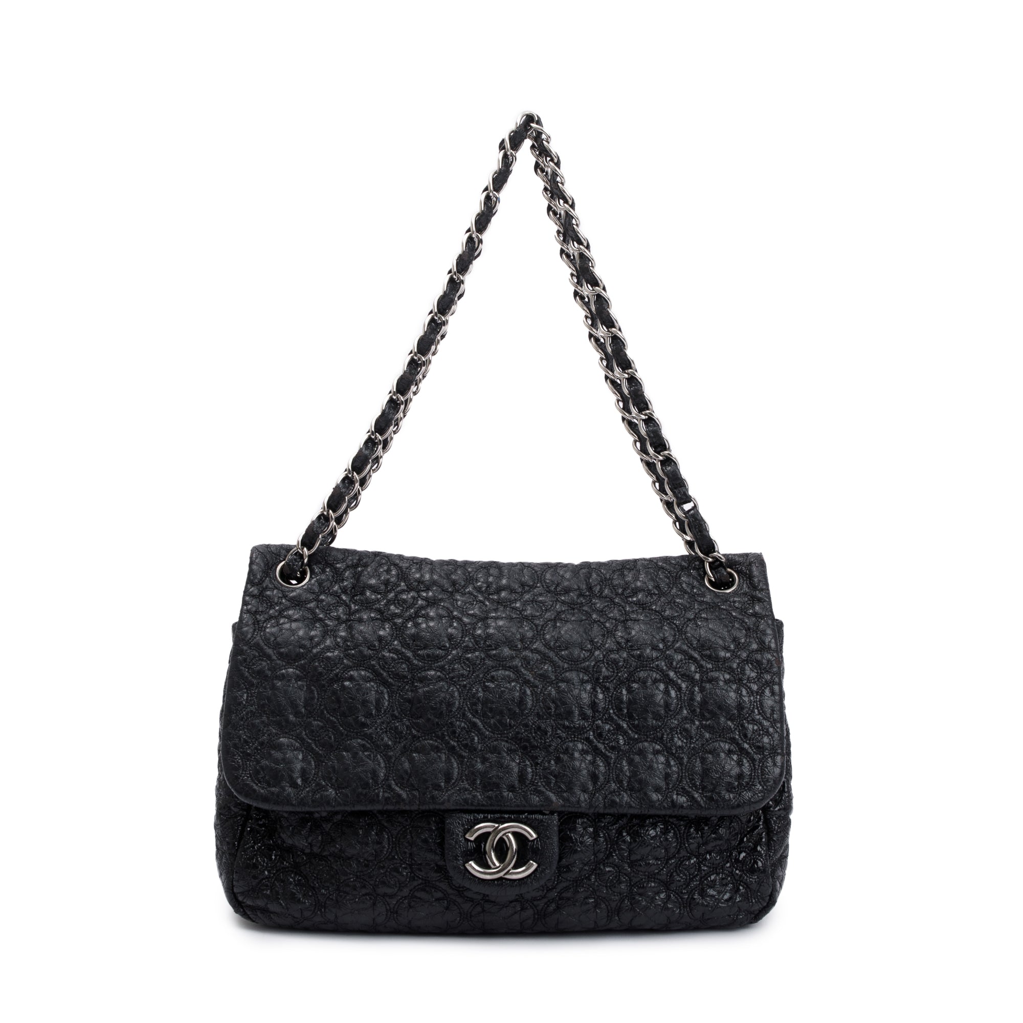 Chanel Black Patent Leather Rock In Moscow Flap Bag