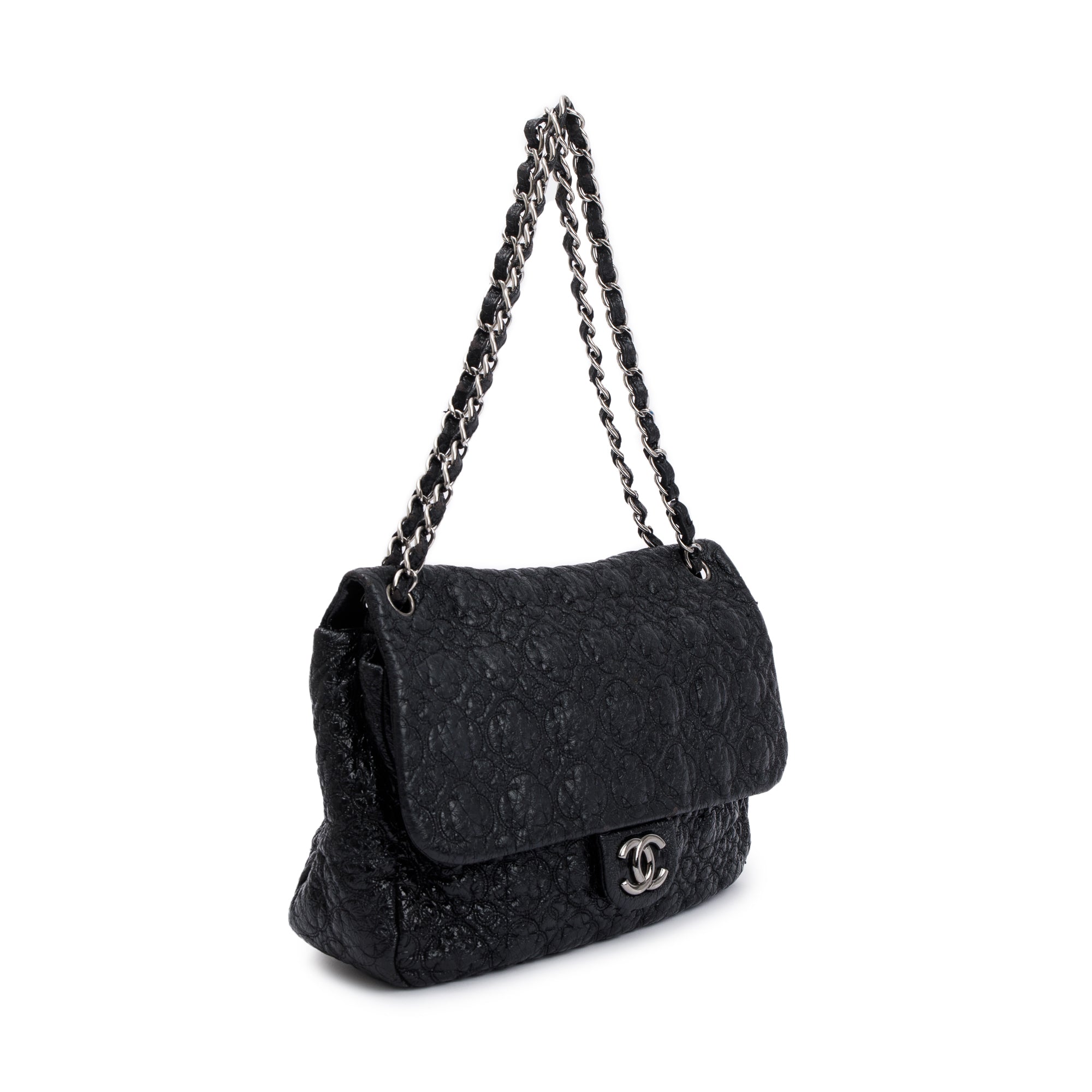 Chanel Black Patent Leather Rock In Moscow Flap Bag