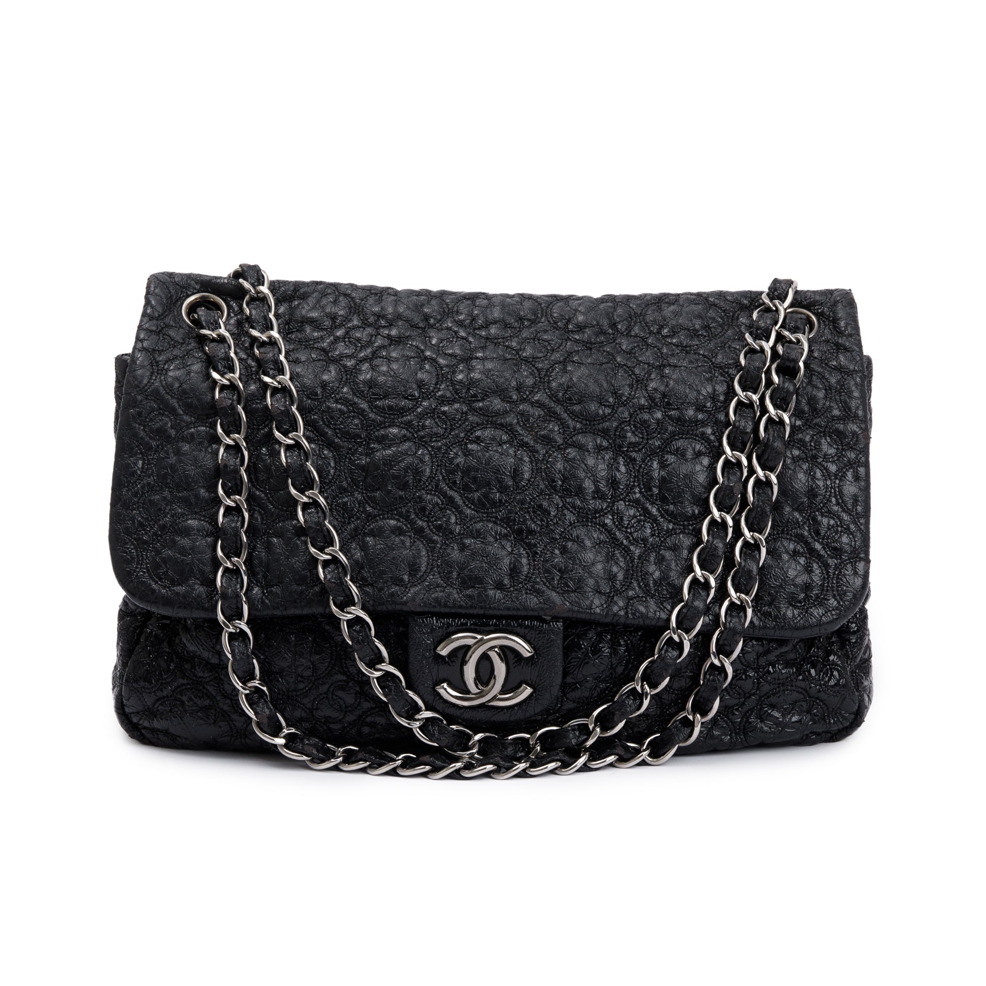Chanel Black Patent Leather Rock In Moscow Flap Bag