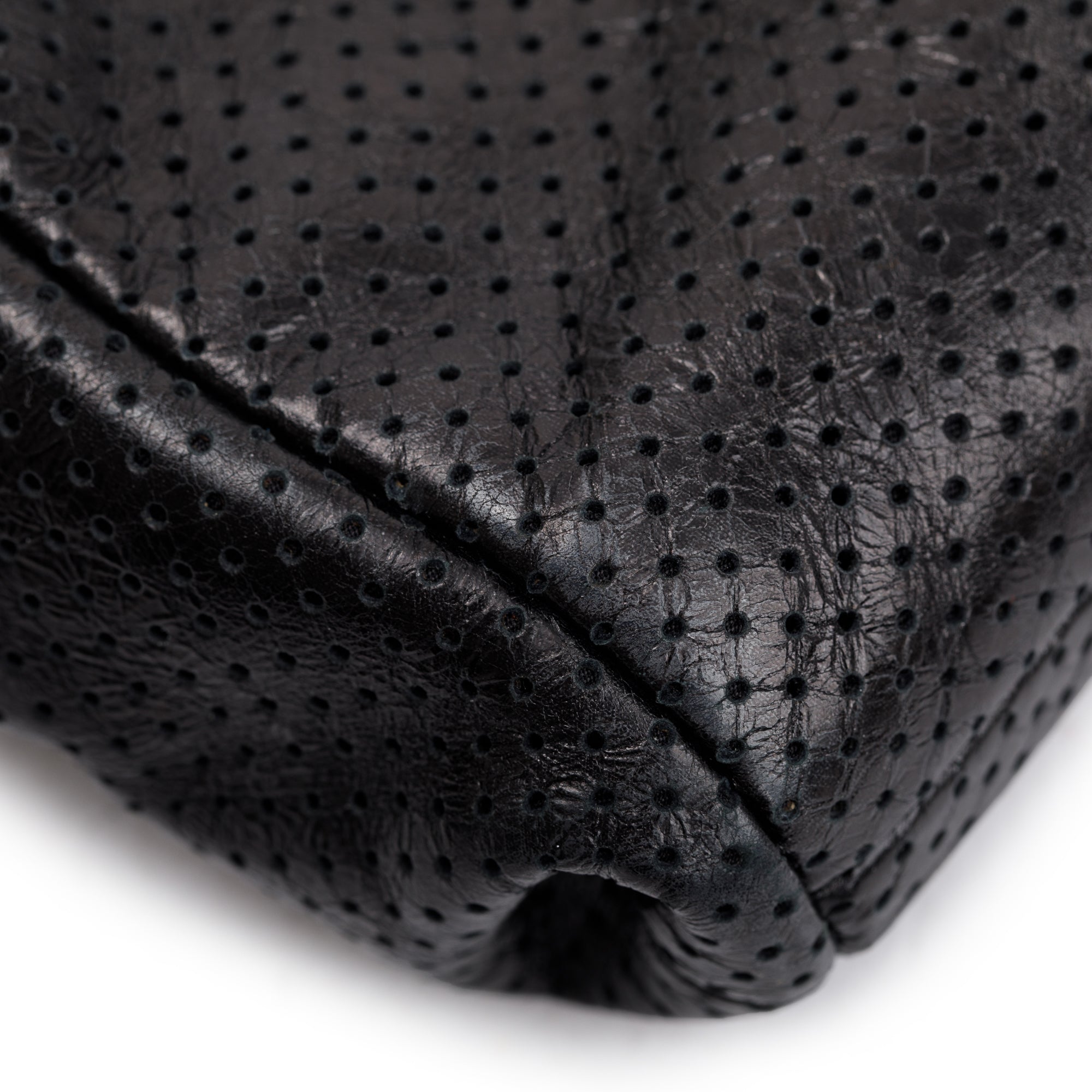 Chanel Black Perforated Calfskin Leather Drill Tote