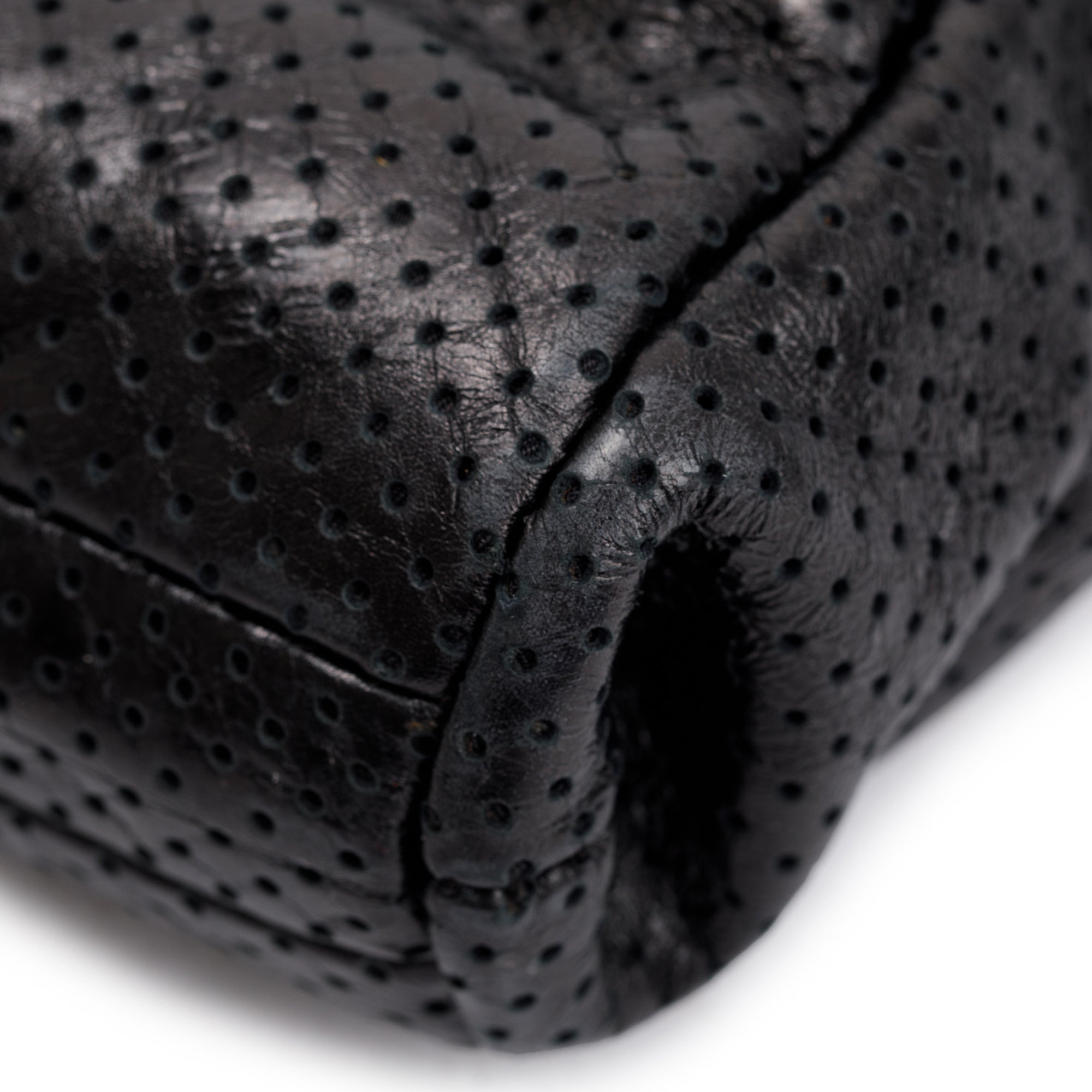 Chanel Black Perforated Calfskin Leather Drill Tote