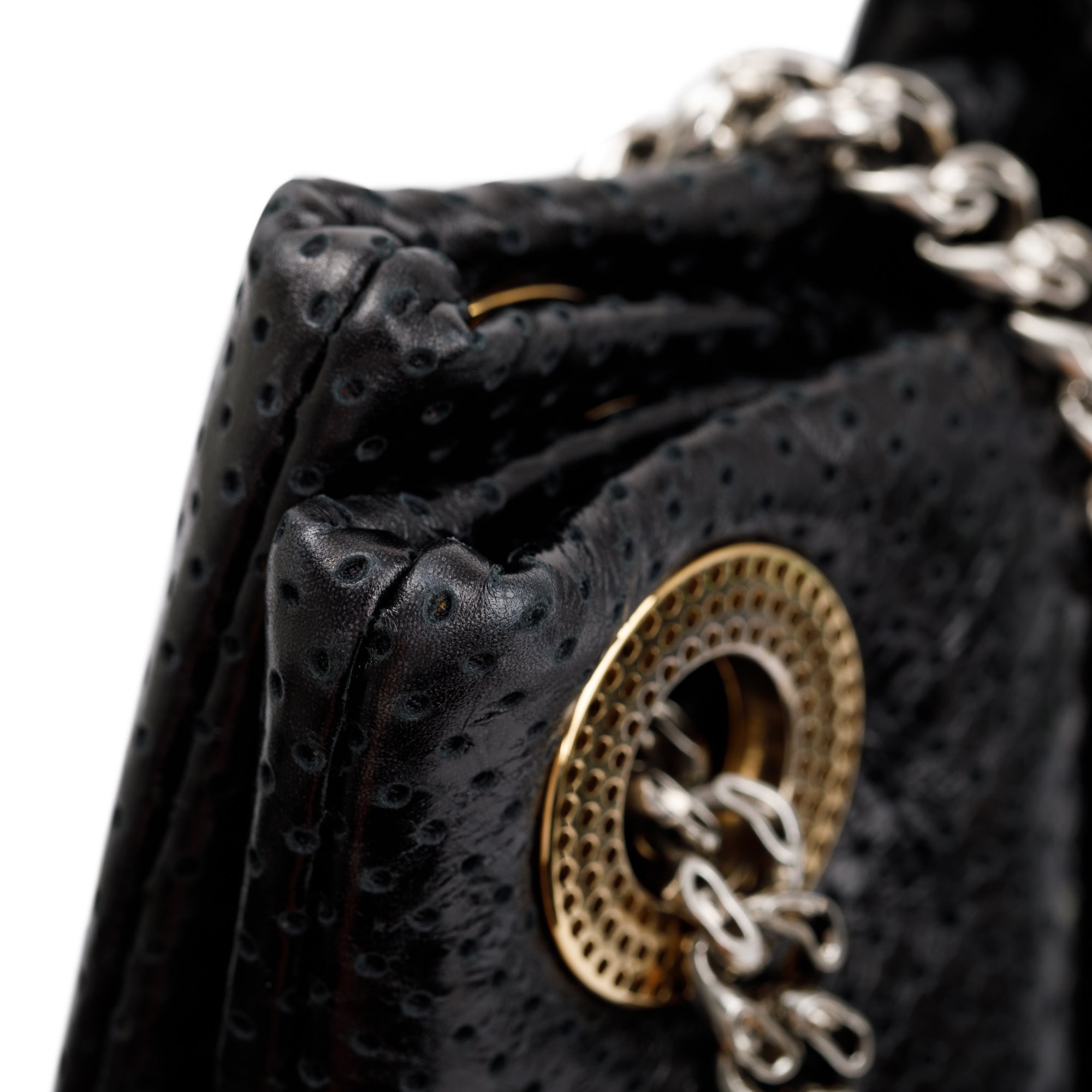 Chanel Black Perforated Calfskin Leather Drill Tote