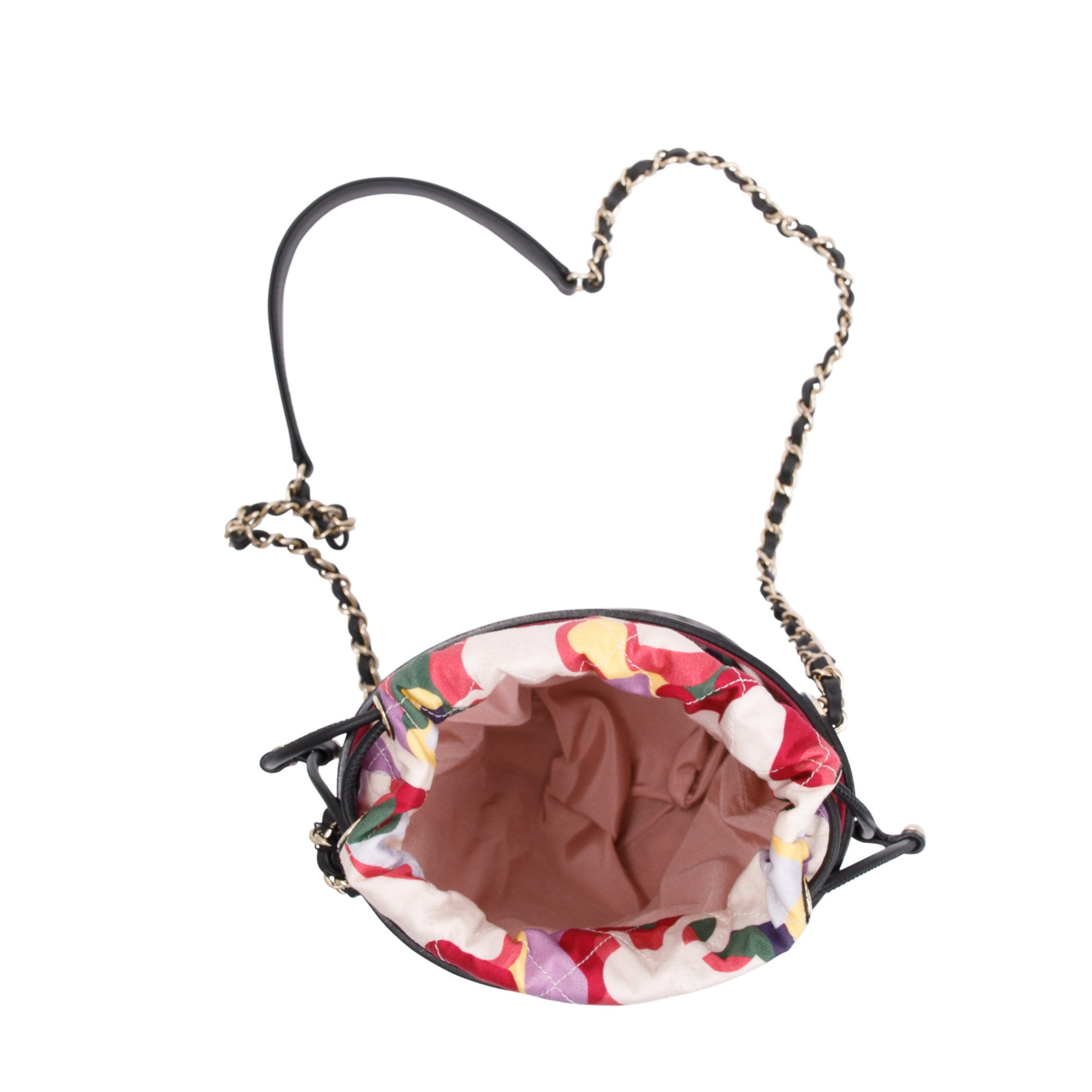 Chanel Black Perforated Calfskin See Through Bucket Bag w/ Pouch