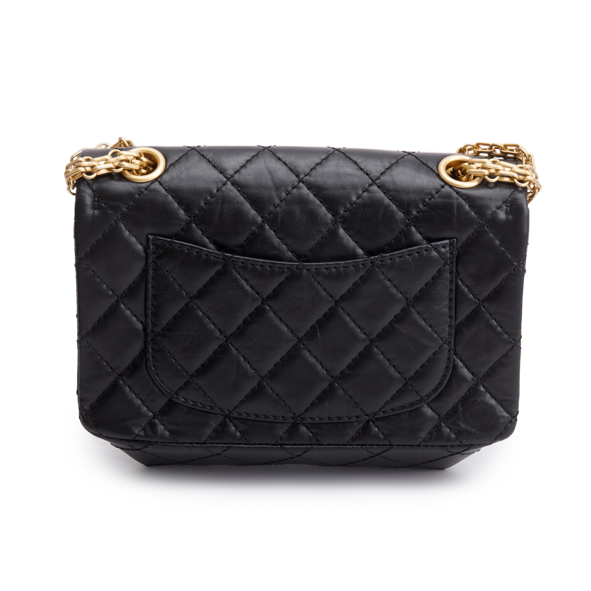 Chanel Black Quilted Calfskin Leather 2.55 Reissue 224 Flap Bag w/ Box