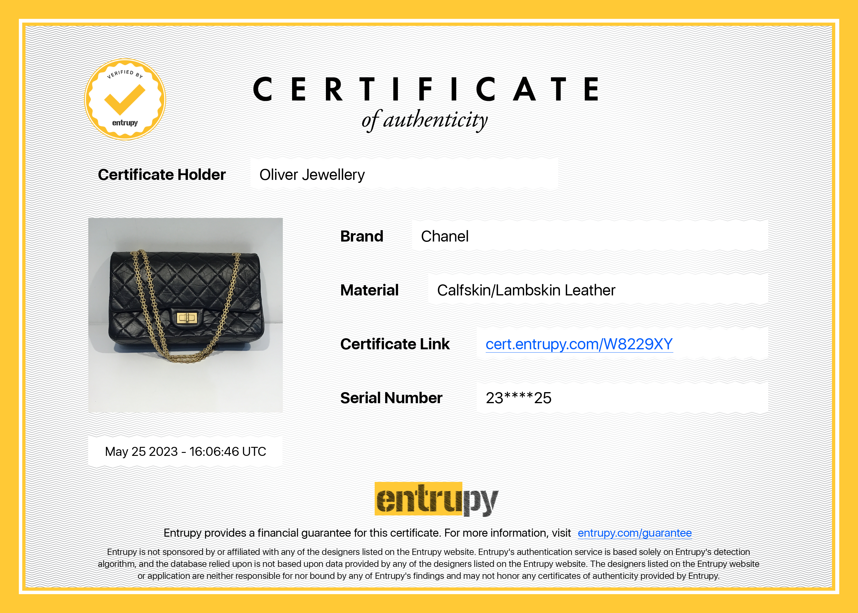 Chanel Black Quilted Calfskin Leather 2.55 Reissue 227 Double Flap Bag w/ Authenticity Card
