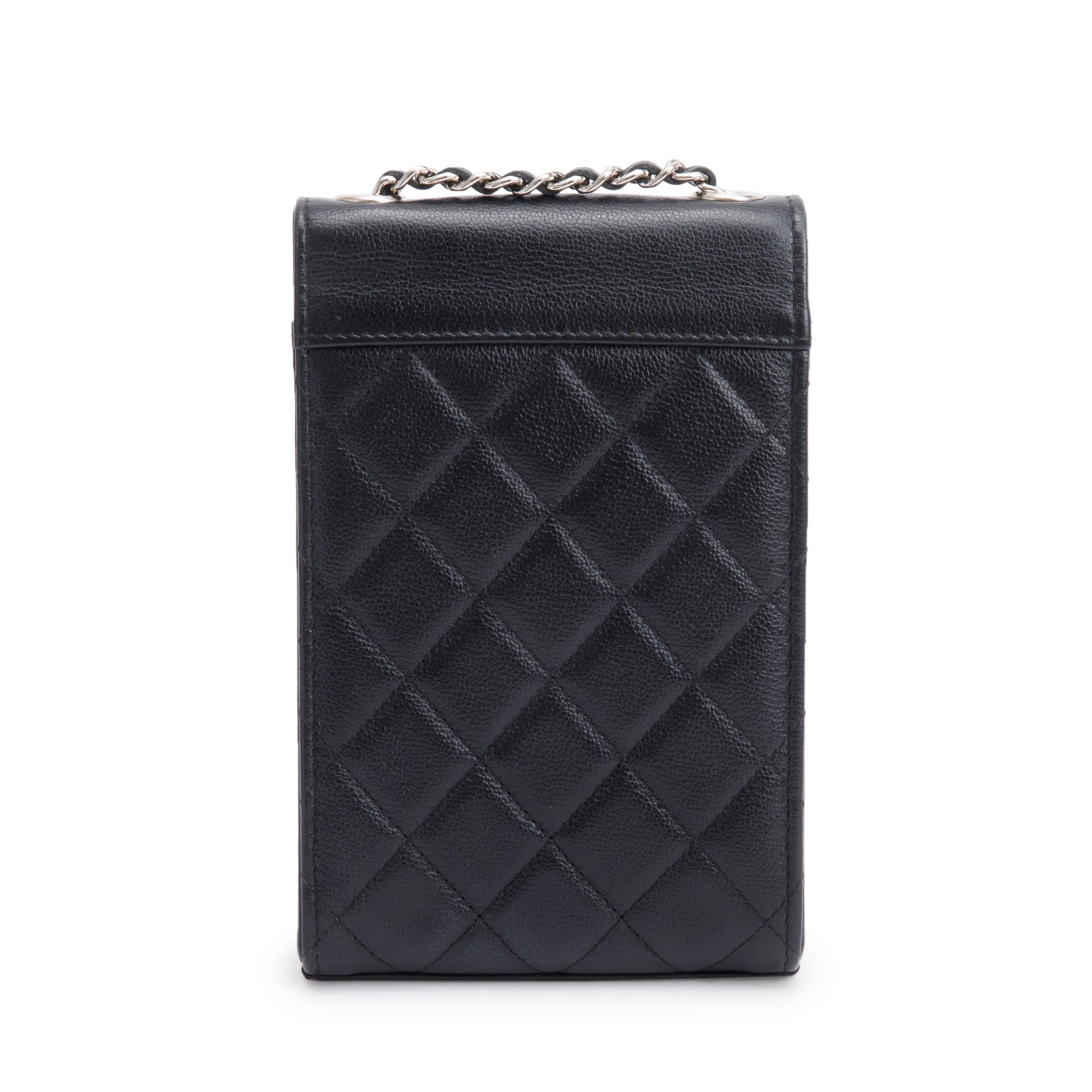 Chanel Black Quilted Calfskin Leather CC Box Flap Chain Phone Holder