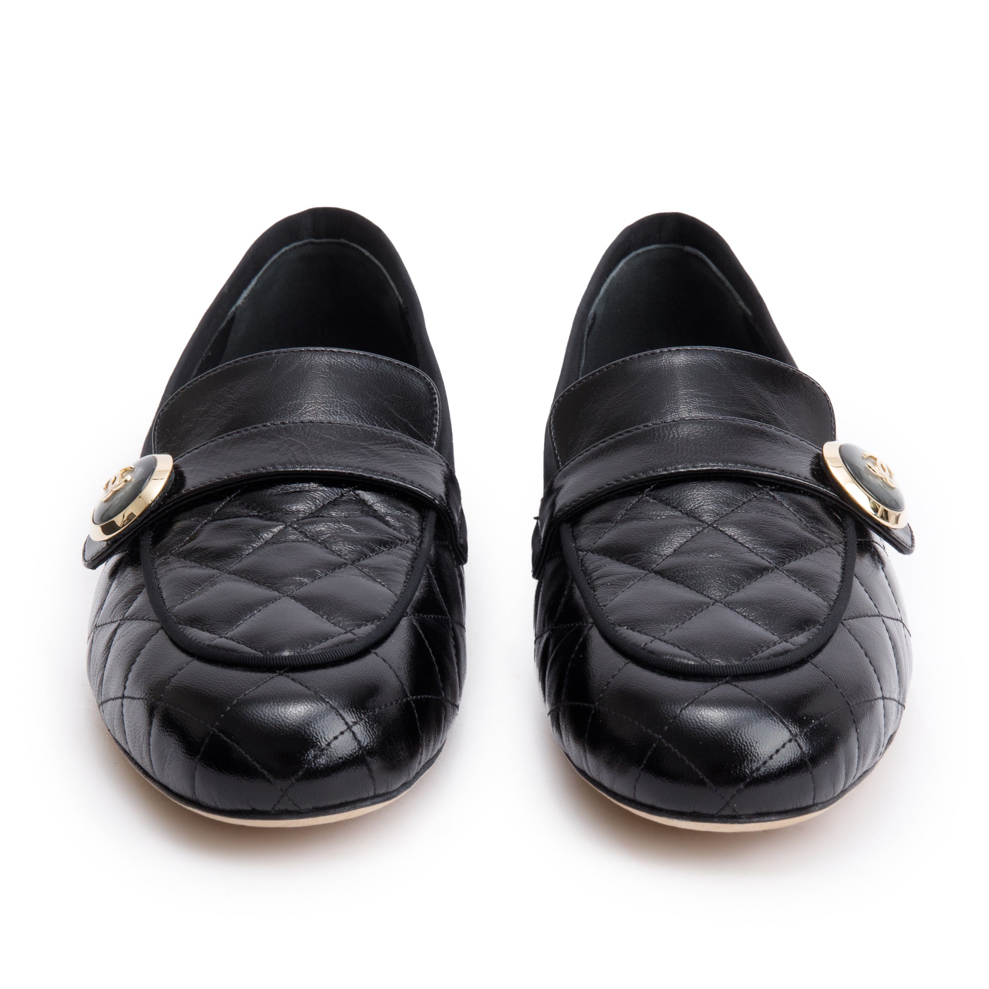 Chanel Black Quilted Calfskin Leather CC Logo Loafer, Size 40 w/ Box