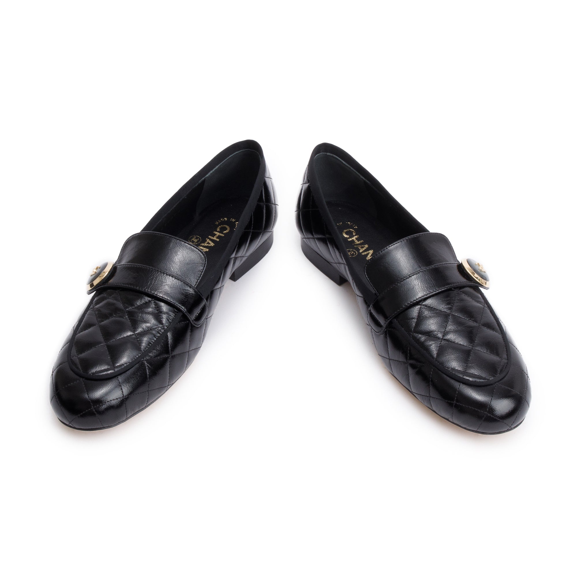 Chanel Black Quilted Calfskin Leather CC Logo Loafer, Size 40 w/ Box