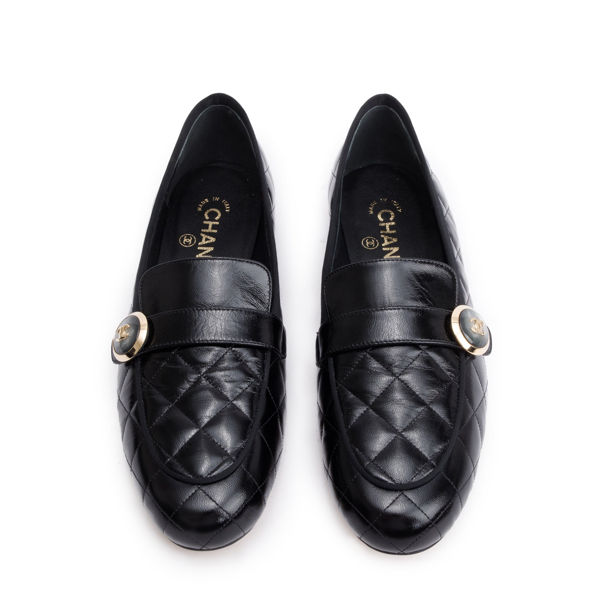 Chanel Black Quilted Calfskin Leather CC Logo Loafer, Size 40 w/ Box