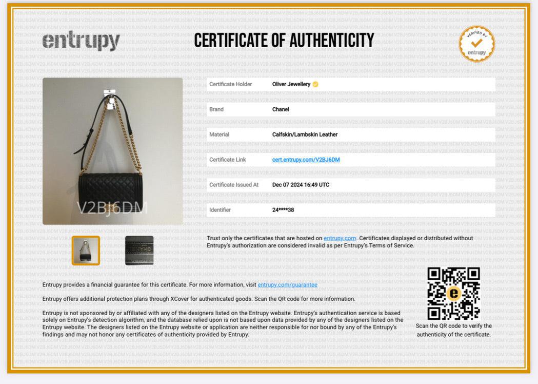 Chanel Black Quilted Calfskin Leather Medium Boy Bag w/ Box & Authenticity Card