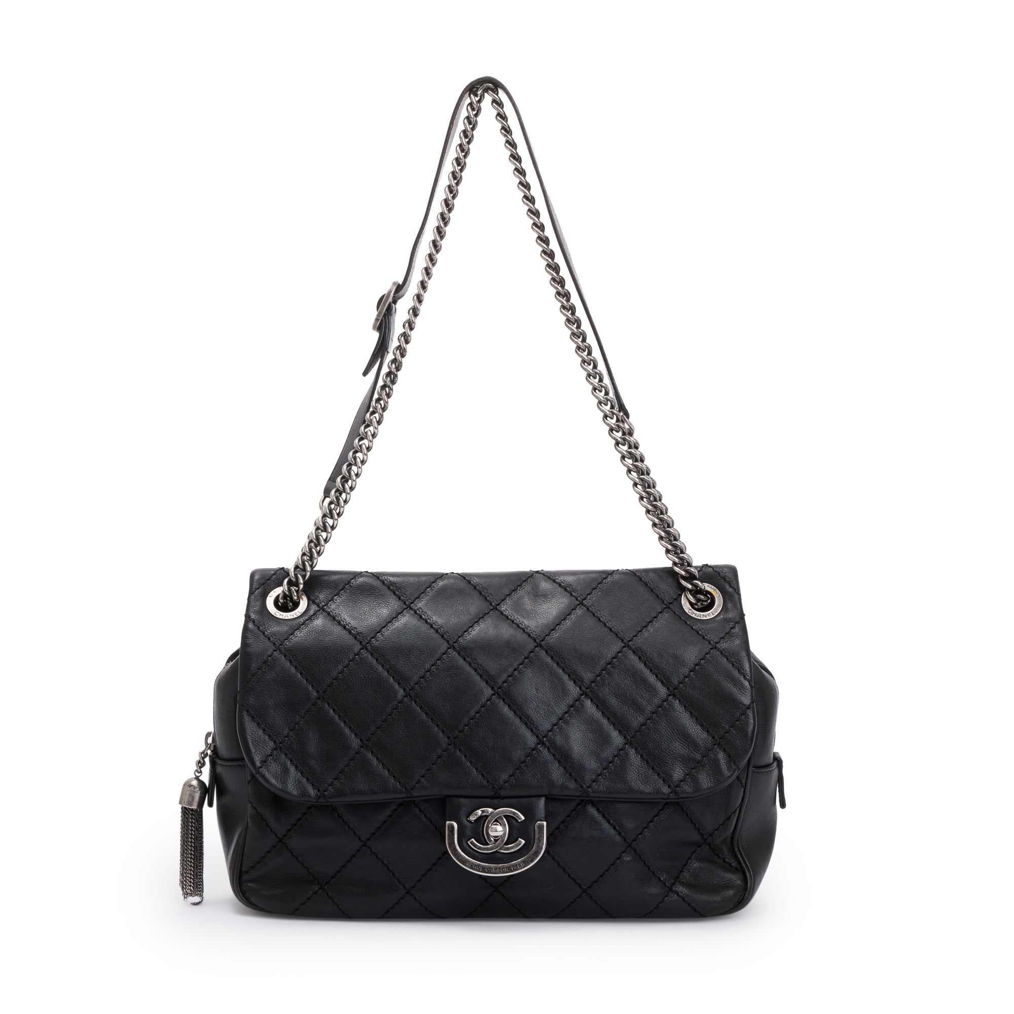 Chanel Black Quilted Calfskin Leather Paris-Edinburgh Coco Sporran Flap Bag