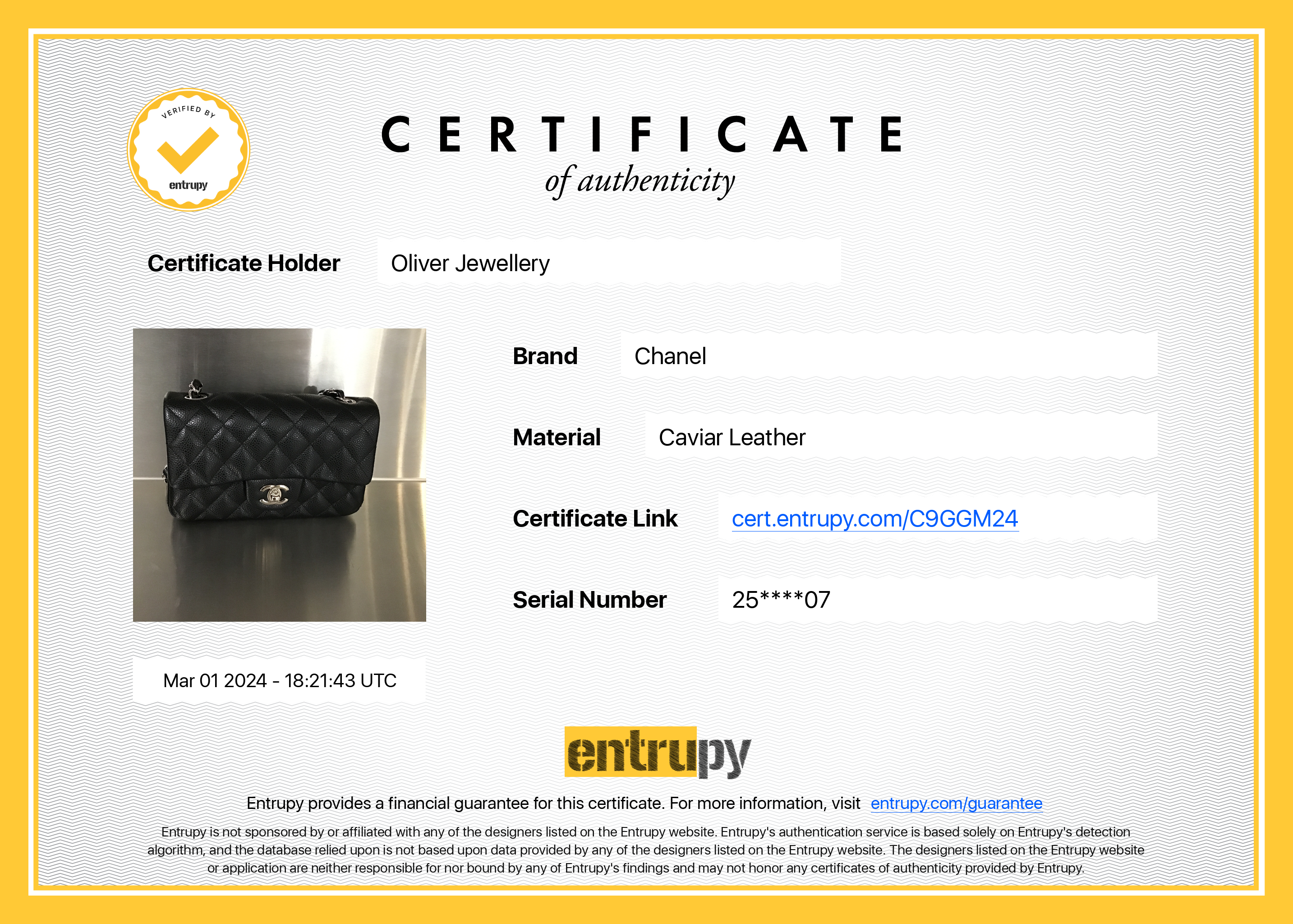 Chanel Black Quilted Caviar Classic Mini Rectangular Flap Bag w/ Box