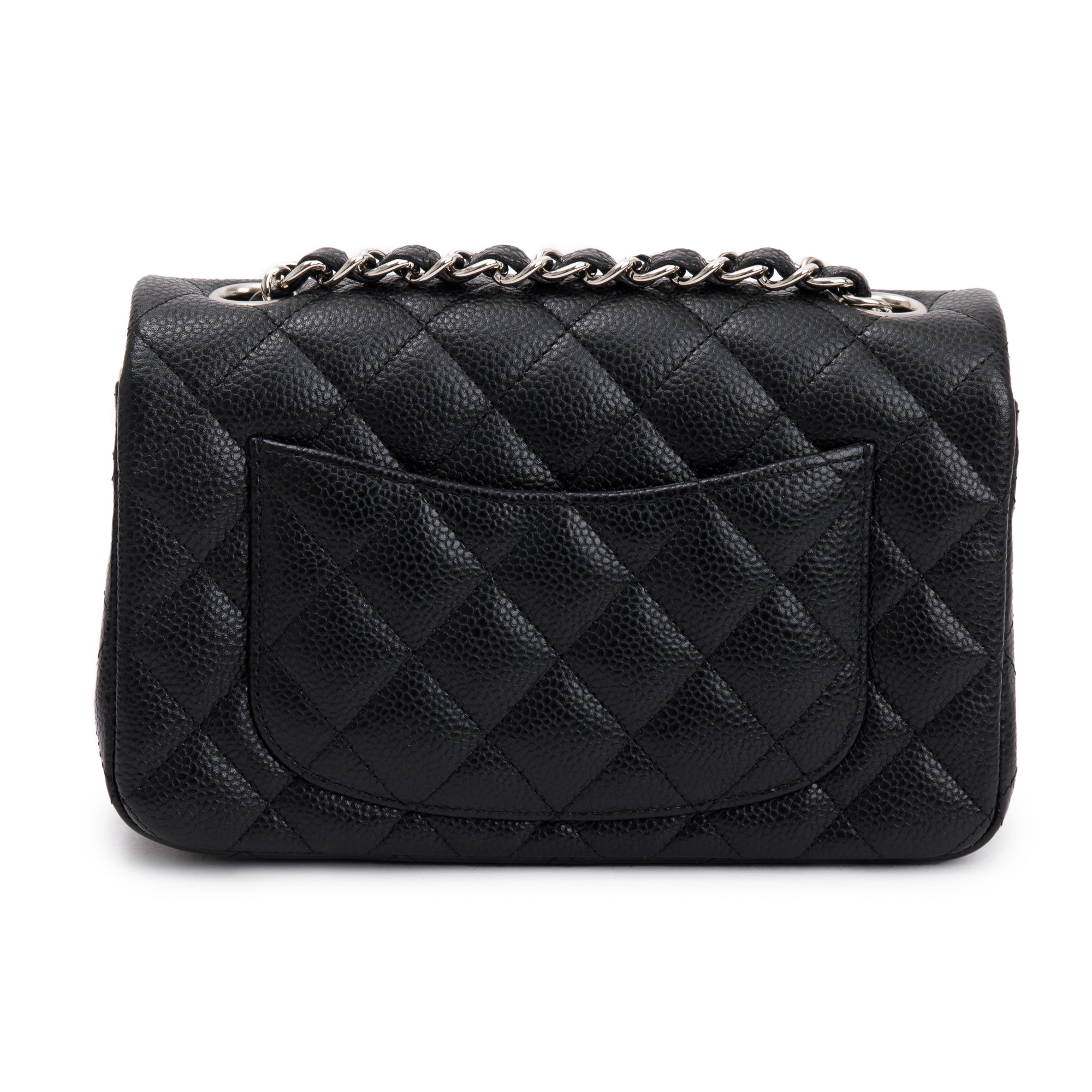 Chanel Black Quilted Caviar Classic Mini Rectangular Flap Bag w/ Box