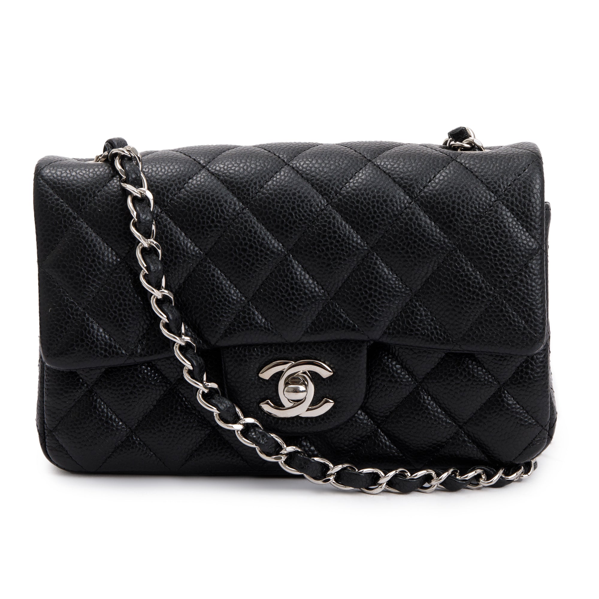 Chanel Black Quilted Caviar Classic Mini Rectangular Flap Bag w