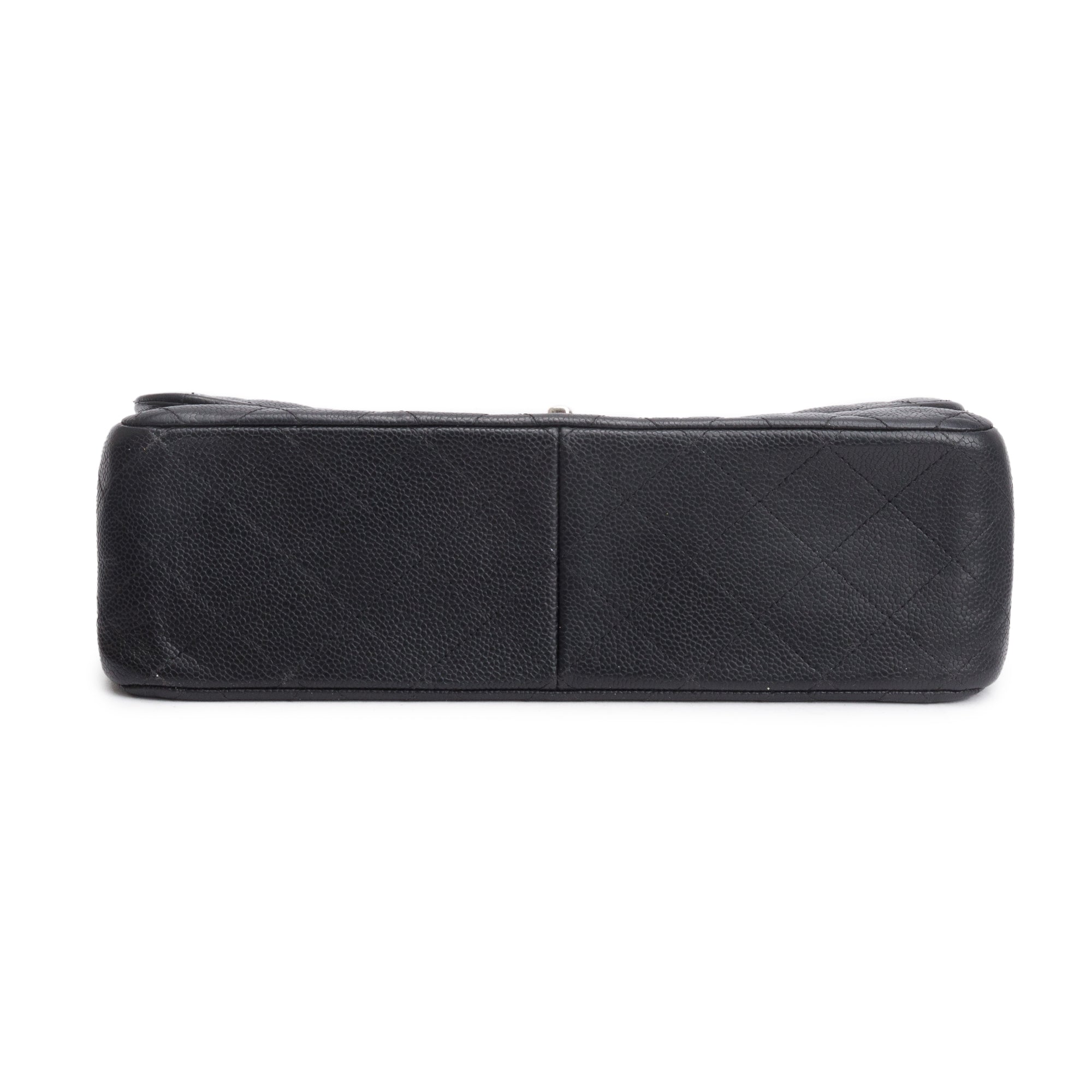 Chanel Black Quilted Caviar Leather Classic Jumbo Double Flap Bag