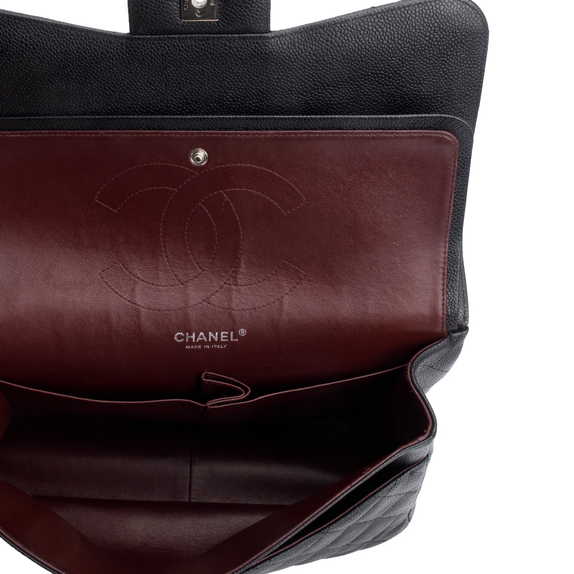 Chanel Black Quilted Caviar Leather Classic Jumbo Double Flap Bag