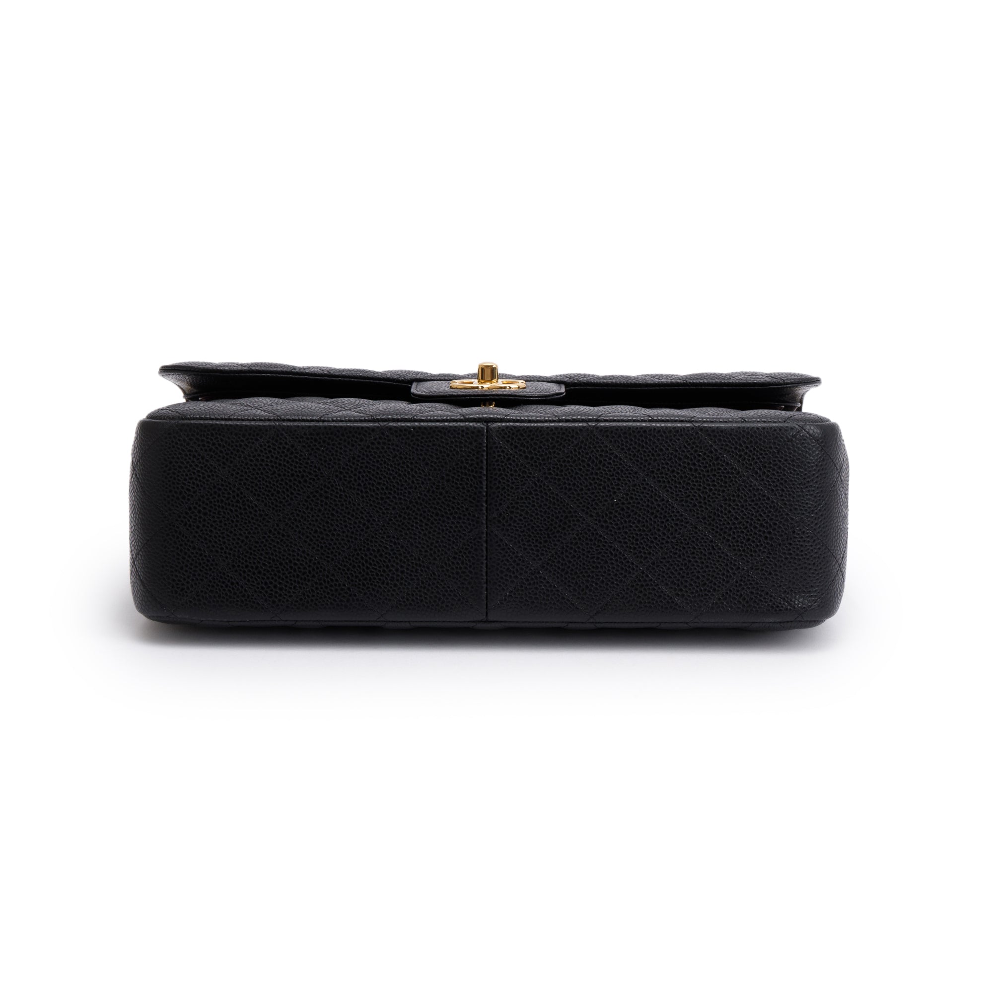 Chanel Black Quilted Caviar Leather Classic Jumbo Double Flap Bag w/ Authenticity Card