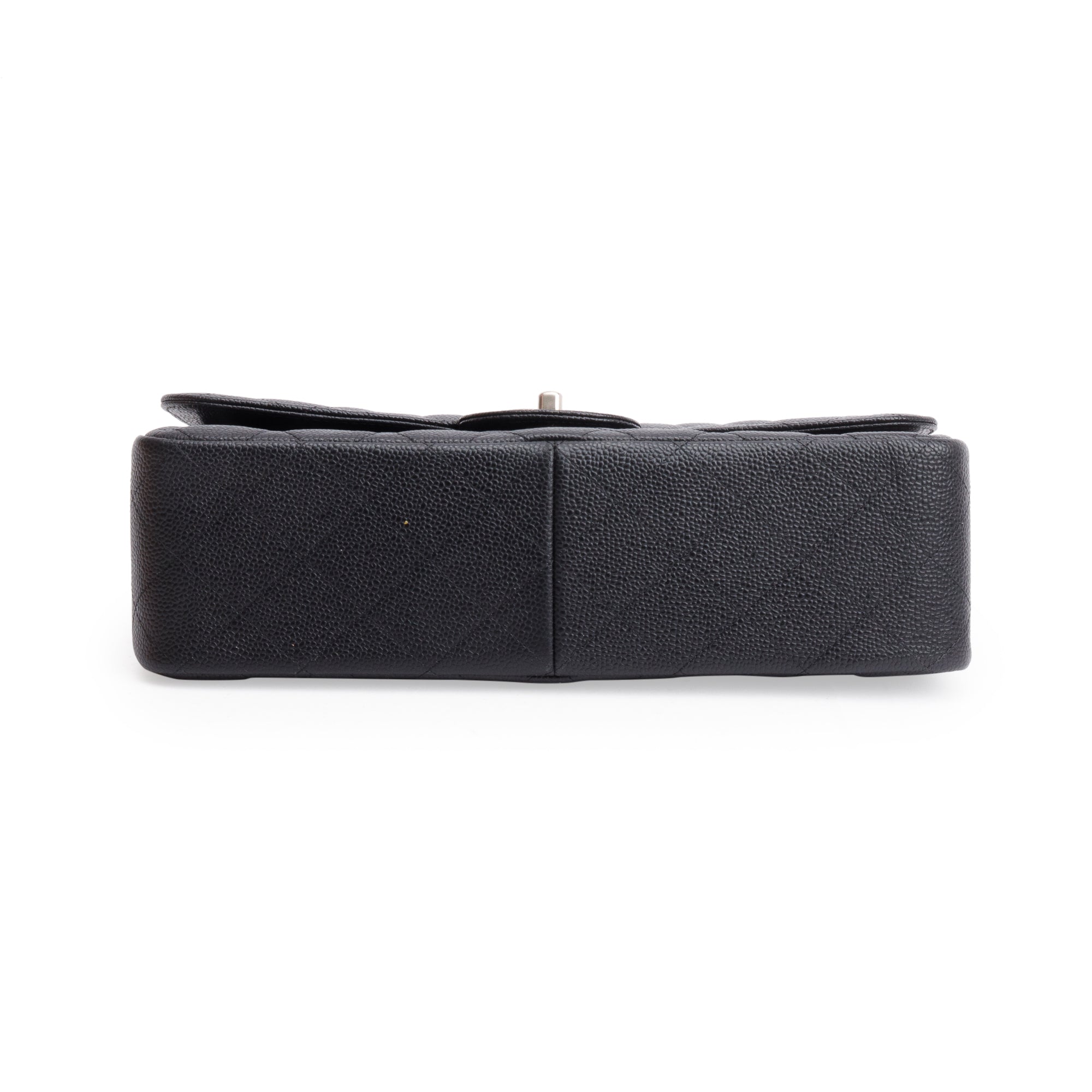 Chanel Black Quilted Caviar Leather Classic Jumbo Double Flap Bag w/ Box & Authenticity Card