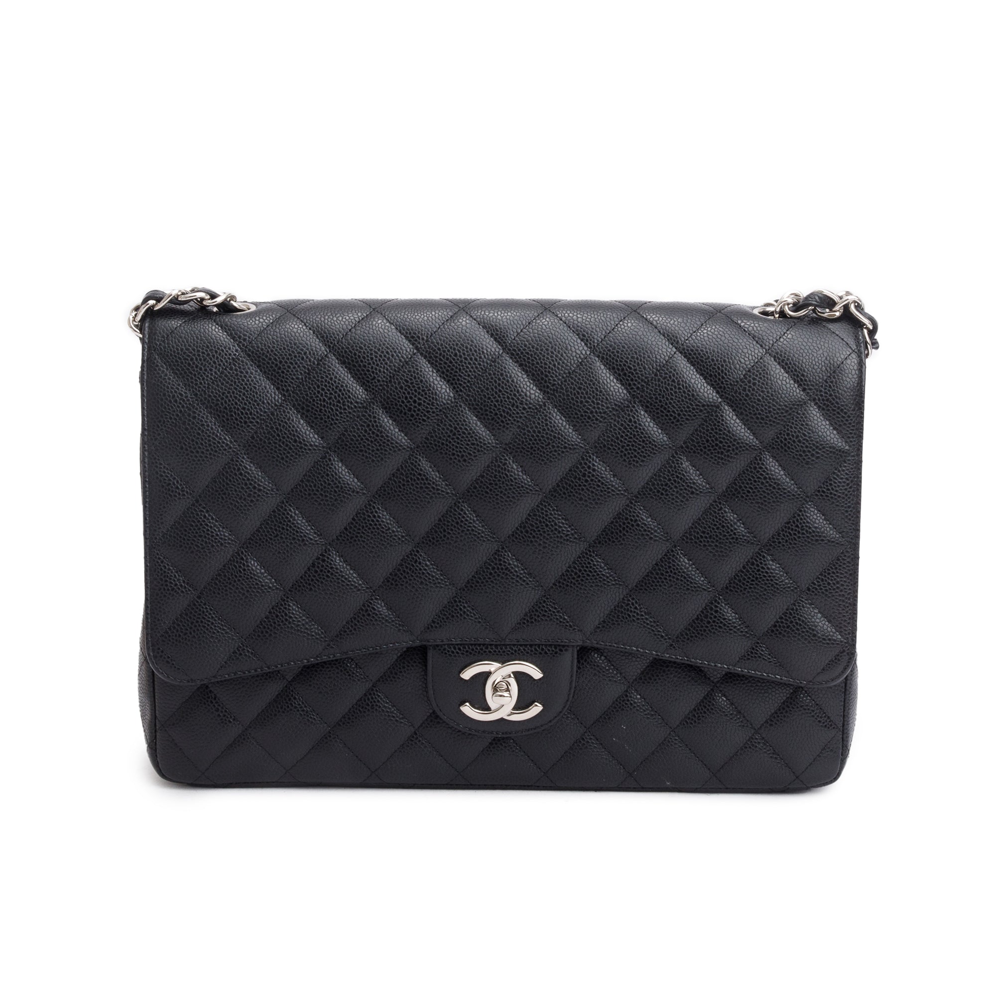 Chanel Black Quilted Caviar Leather Classic Maxi Double Flap Bag