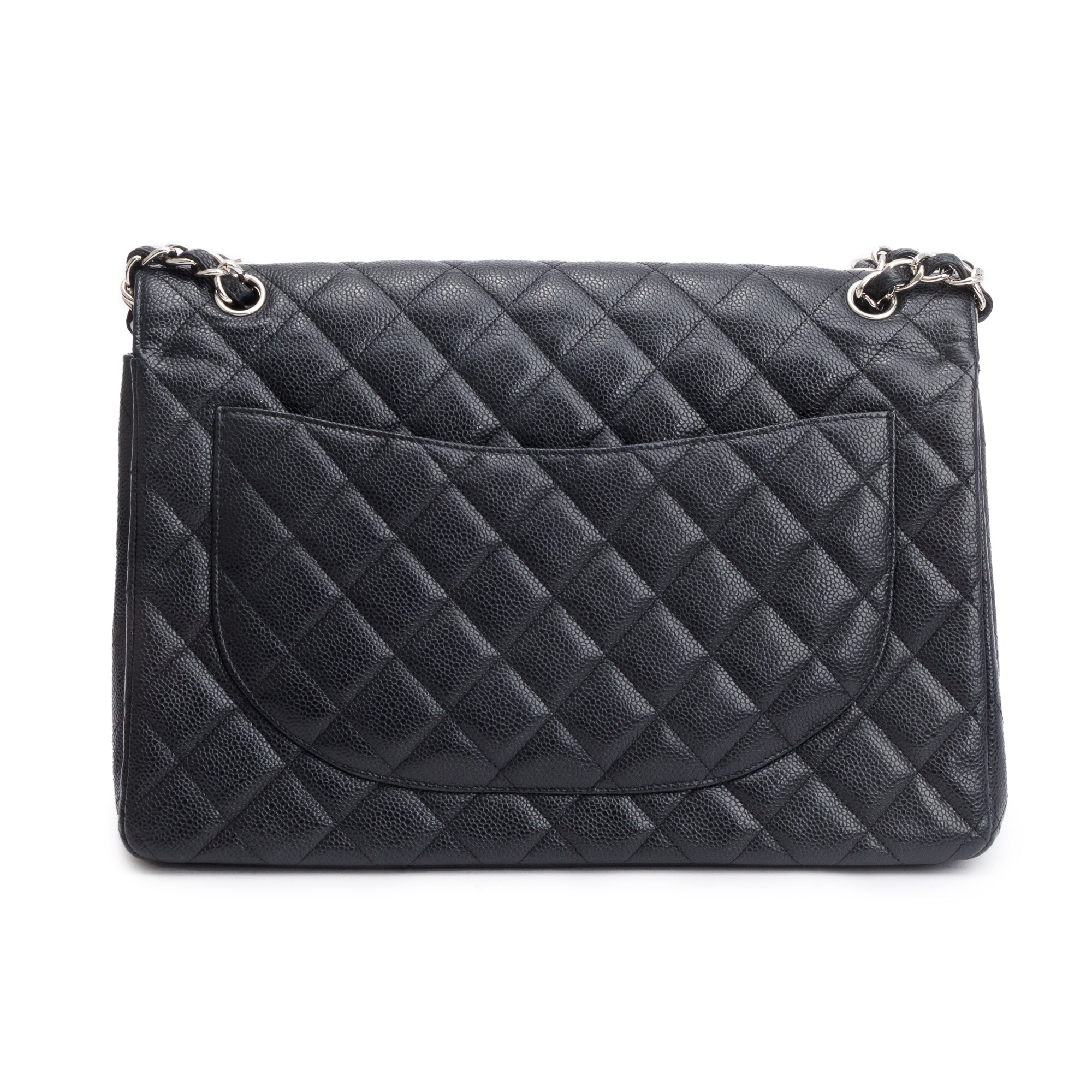 Chanel Black Quilted Caviar Leather Classic Maxi Double Flap Bag