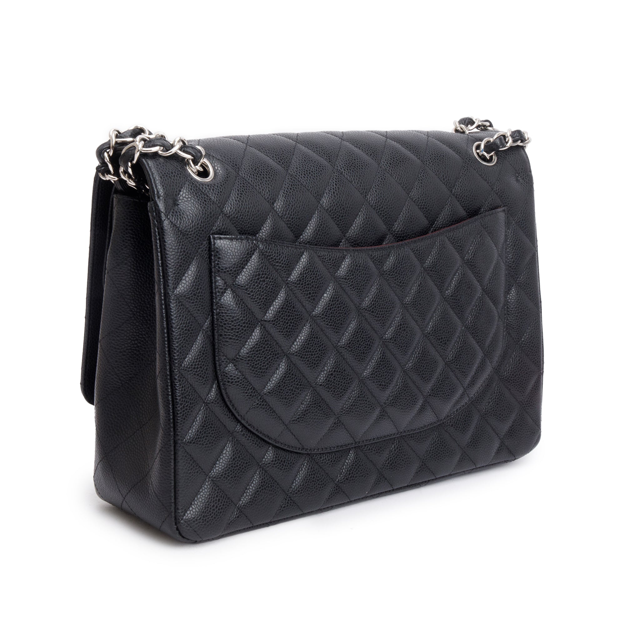 Chanel Black Quilted Caviar Leather Classic Maxi Double Flap Bag