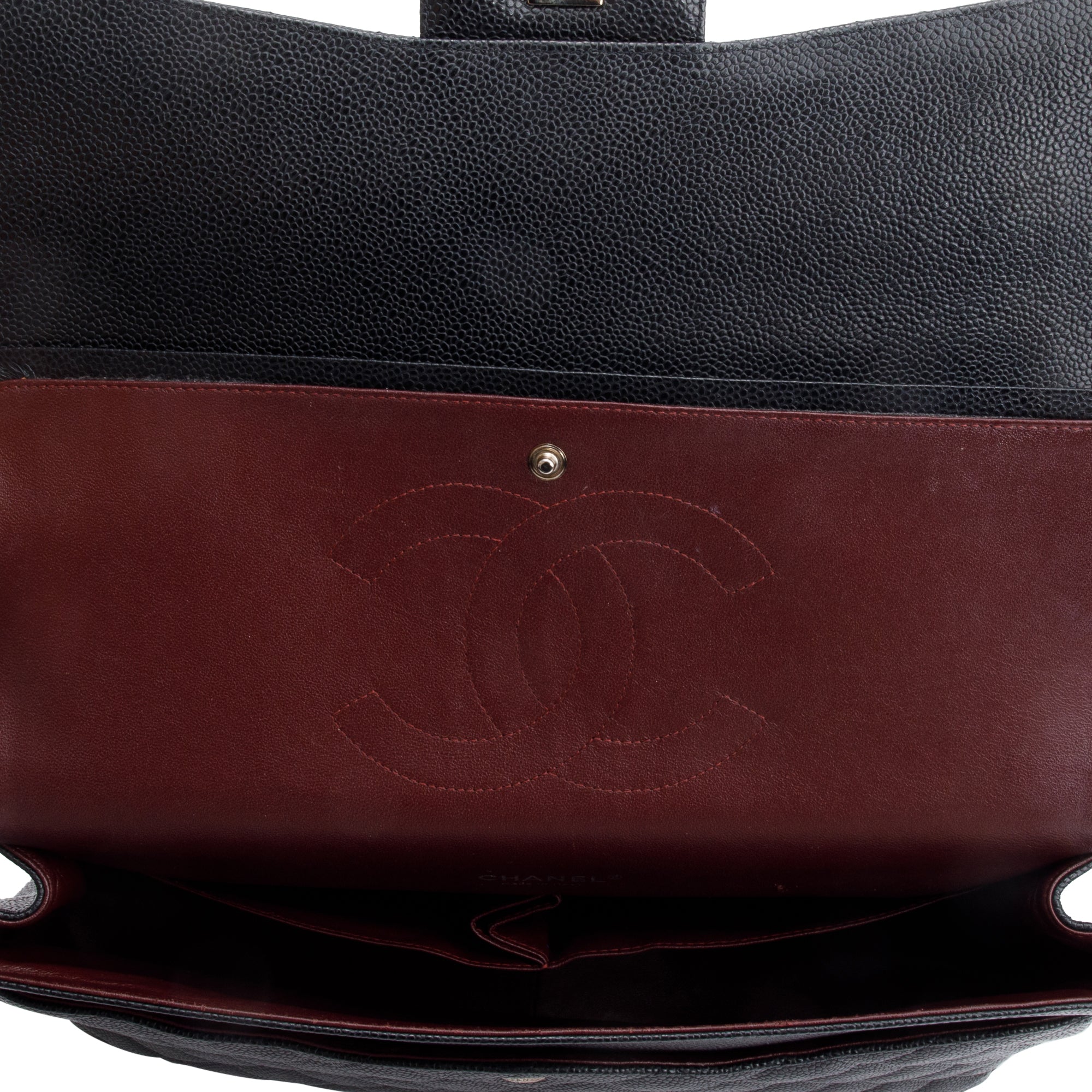 Chanel Black Quilted Caviar Leather Classic Maxi Double Flap Bag