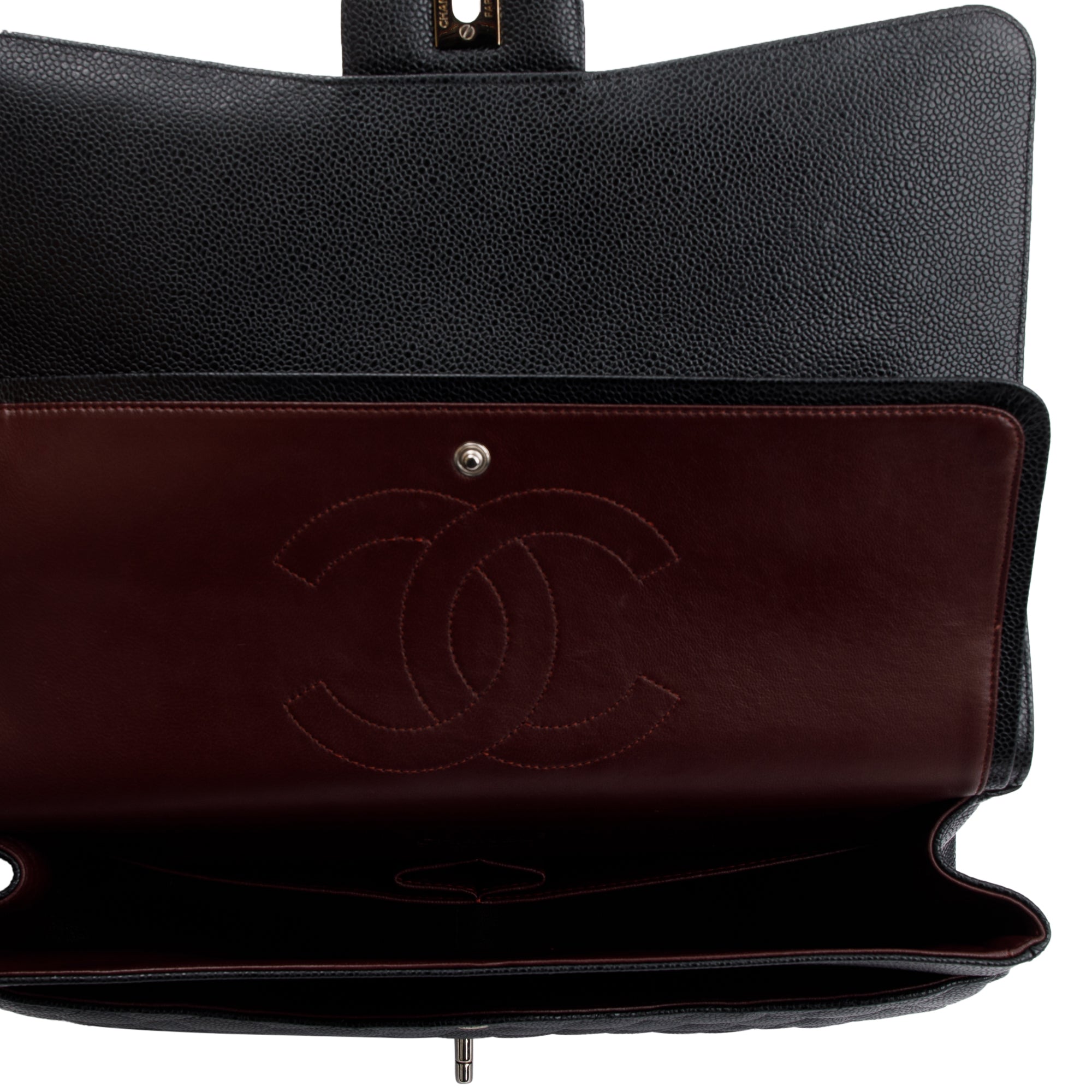 Chanel Black Quilted Caviar Leather Classic Maxi Double Flap Bag w/ Authenticity Card