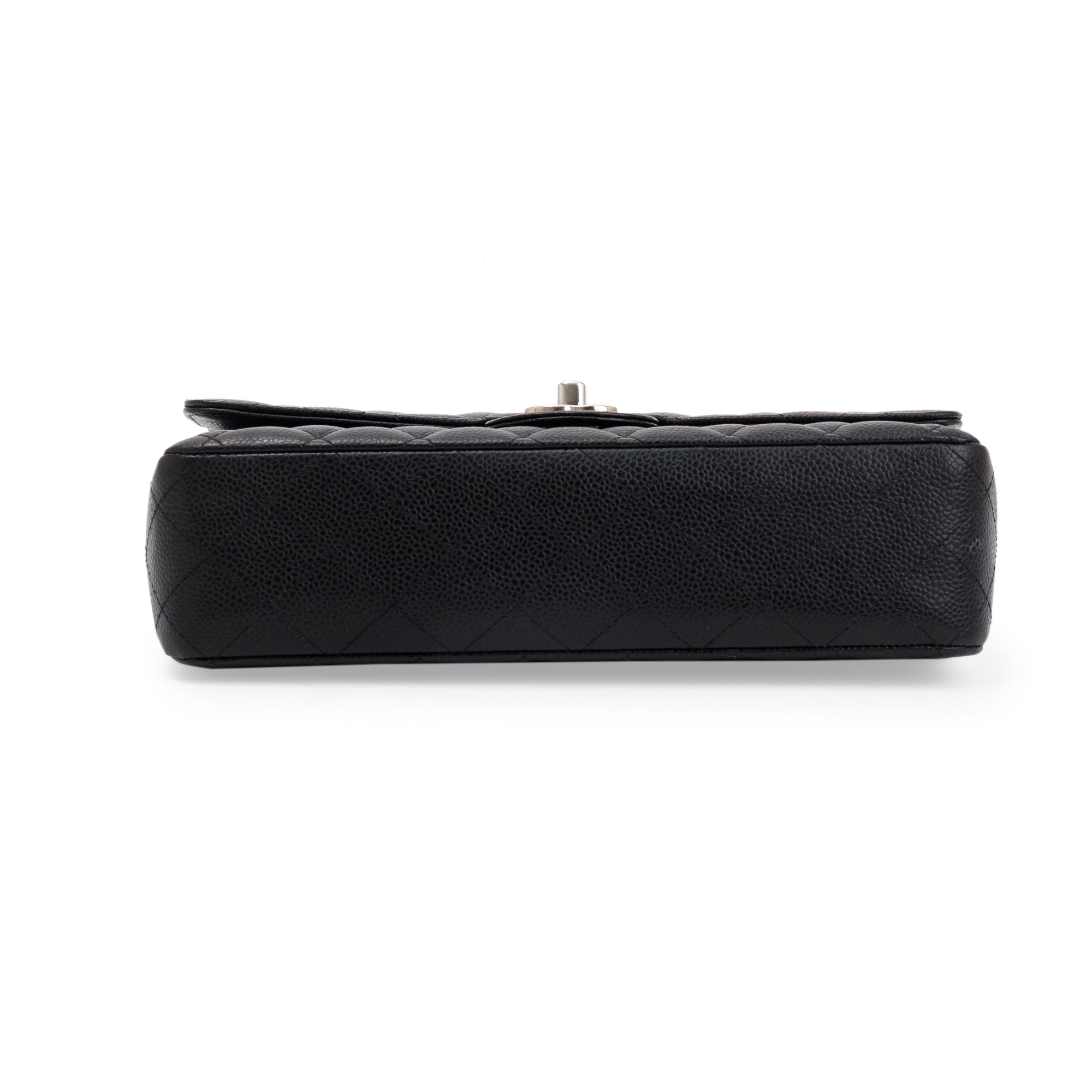 Chanel Black Quilted Caviar Leather Classic Medium Double Flap Bag w/ Authenticity Card