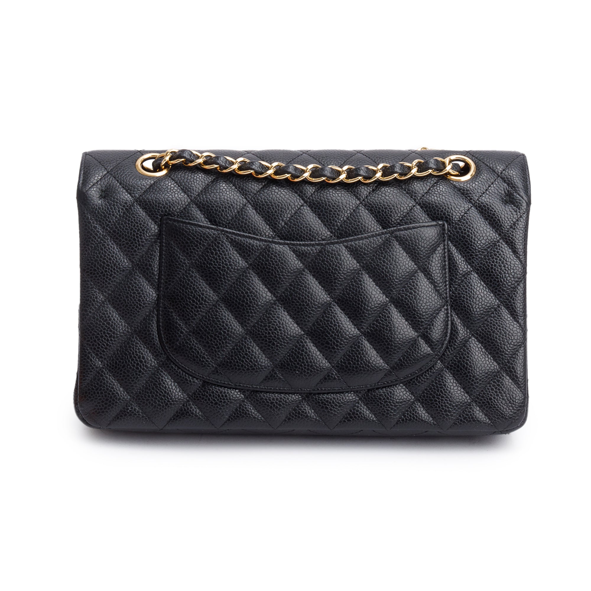 Chanel Black Quilted Caviar Leather Classic Medium Double Flap Bag w/ Box