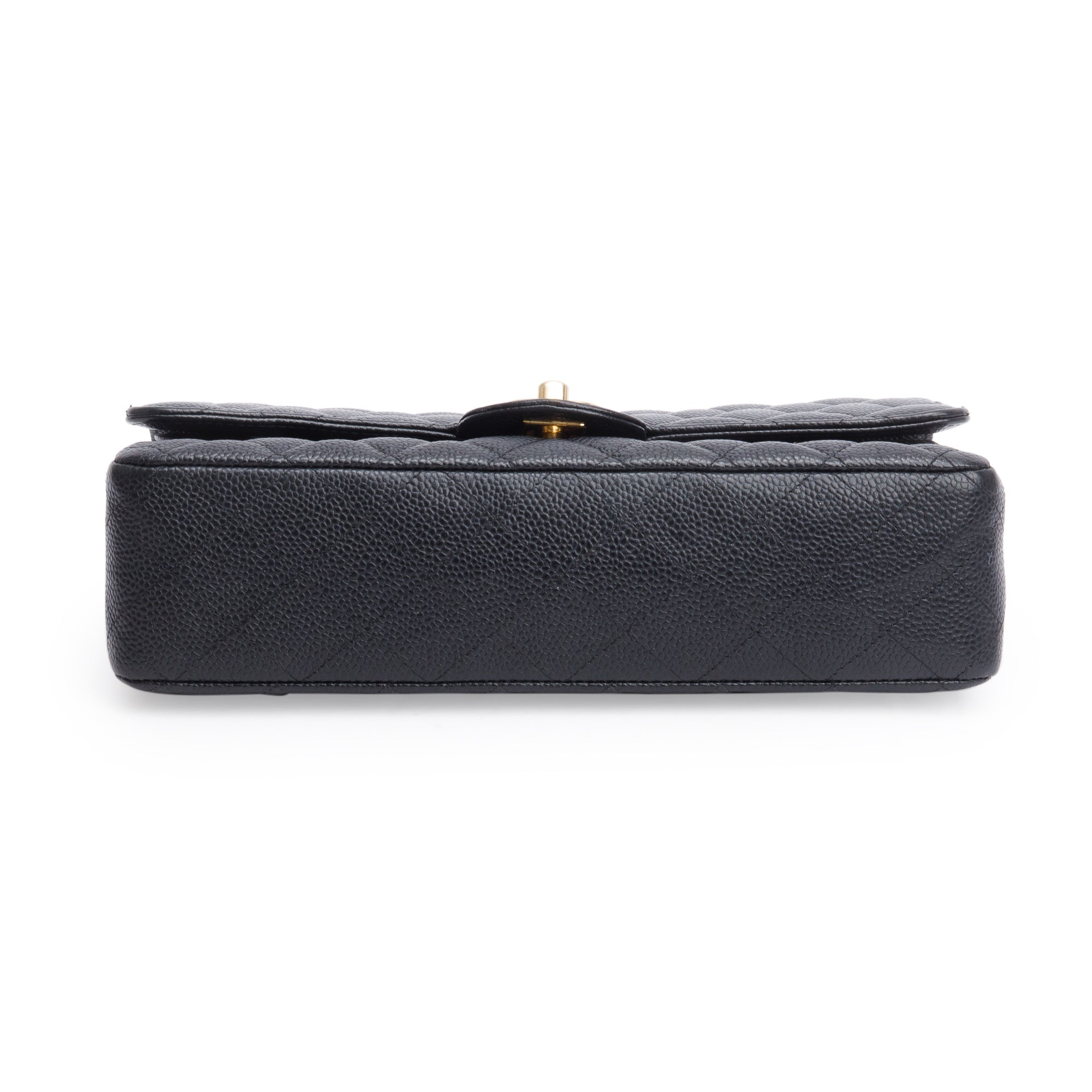 Chanel Black Quilted Caviar Leather Classic Medium Double Flap Bag w/ Box & Authenticity Card