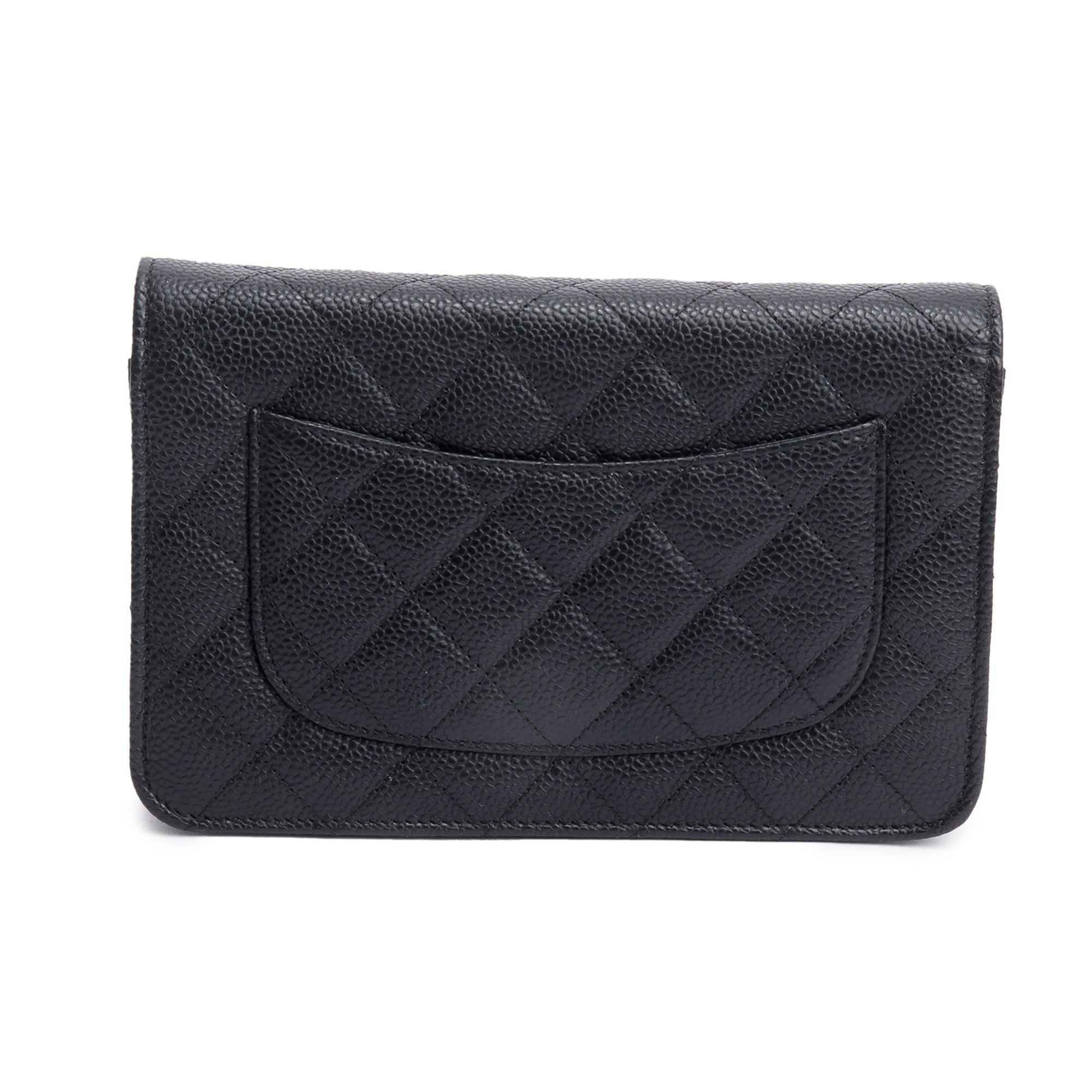Chanel Black Quilted Caviar Leather Classic Wallet on Chain