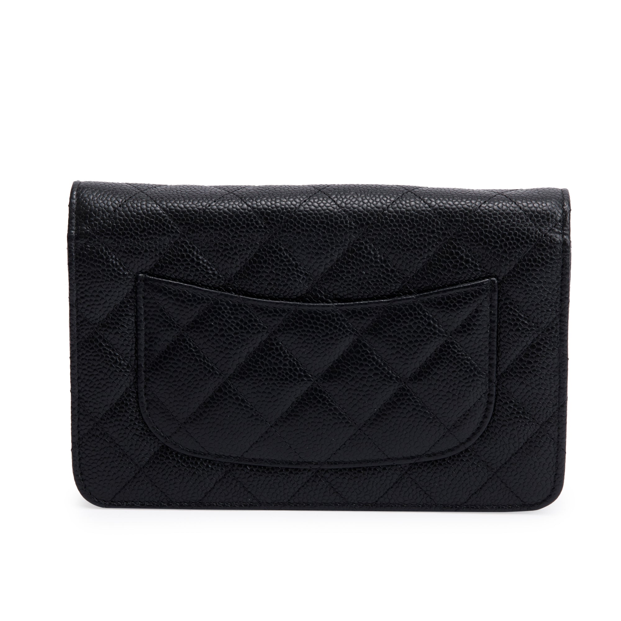 Chanel Black Quilted Caviar Leather Classic Wallet on Chain w/ Box, Receipt & Authenticity Card