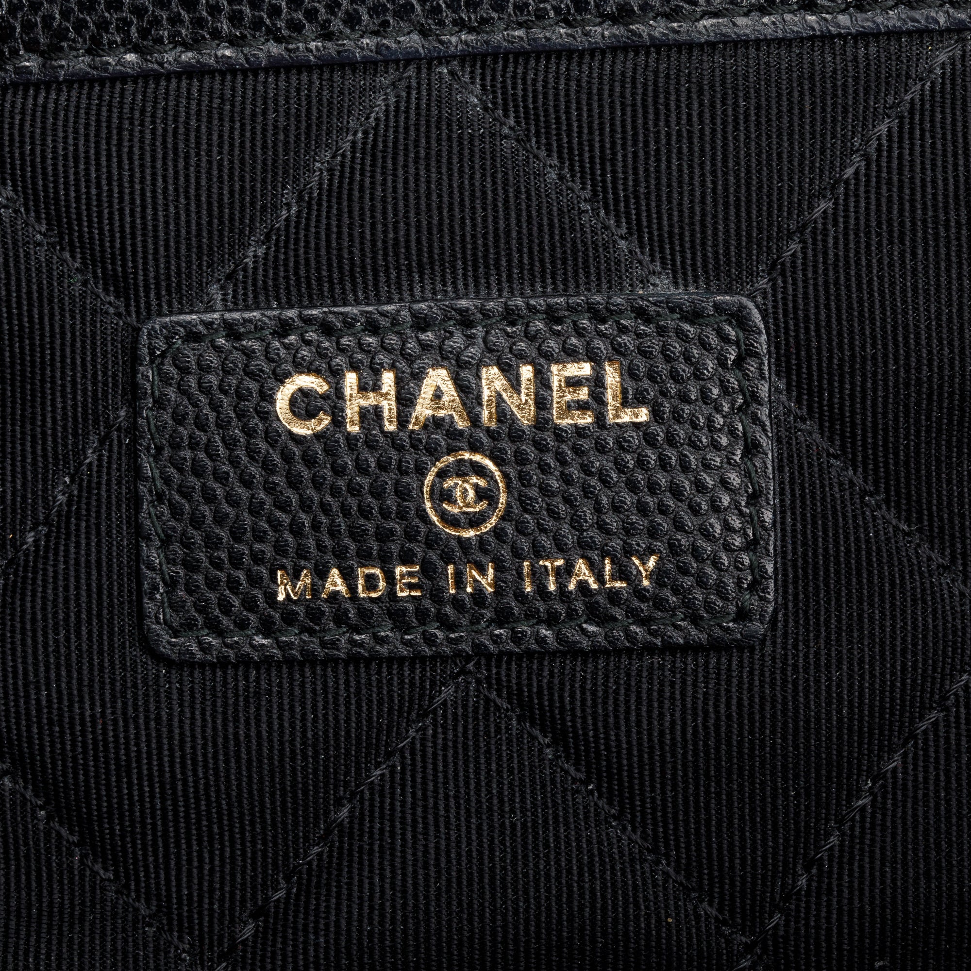 Chanel Black Quilted Caviar Leather Golden Class O-Case Clutch w/ Box & Authenticity Card