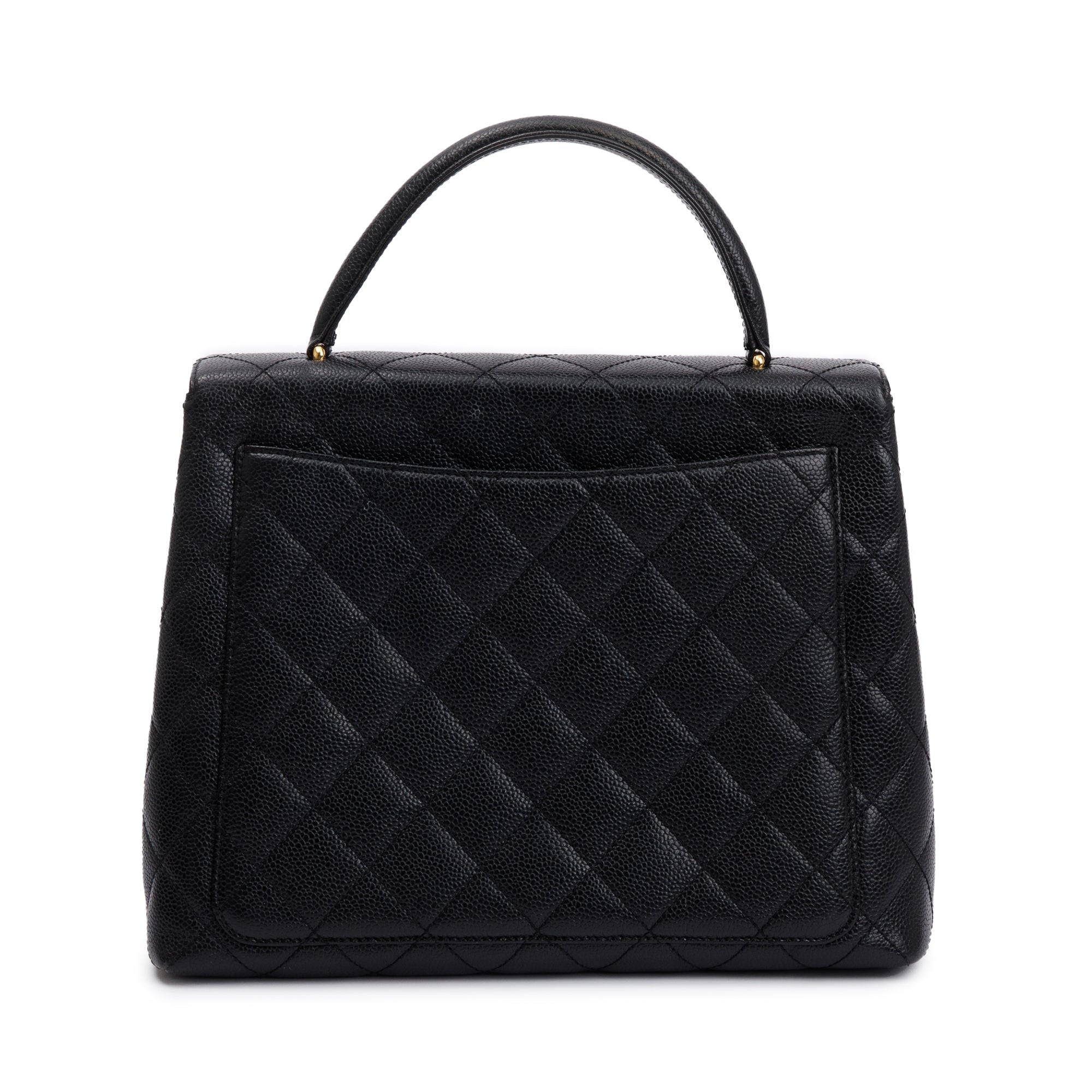 Chanel Black Quilted Caviar Leather Jumbo Kelly Top Handle Flap Bag