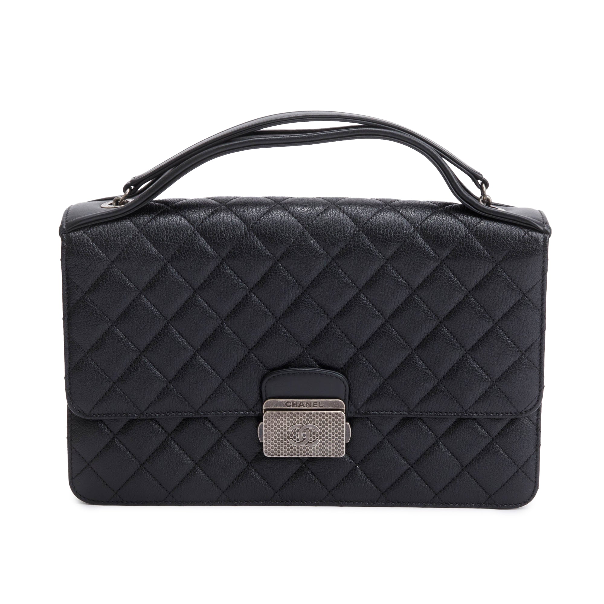 Chanel Black Quilted Caviar Leather Large University Flap Bag