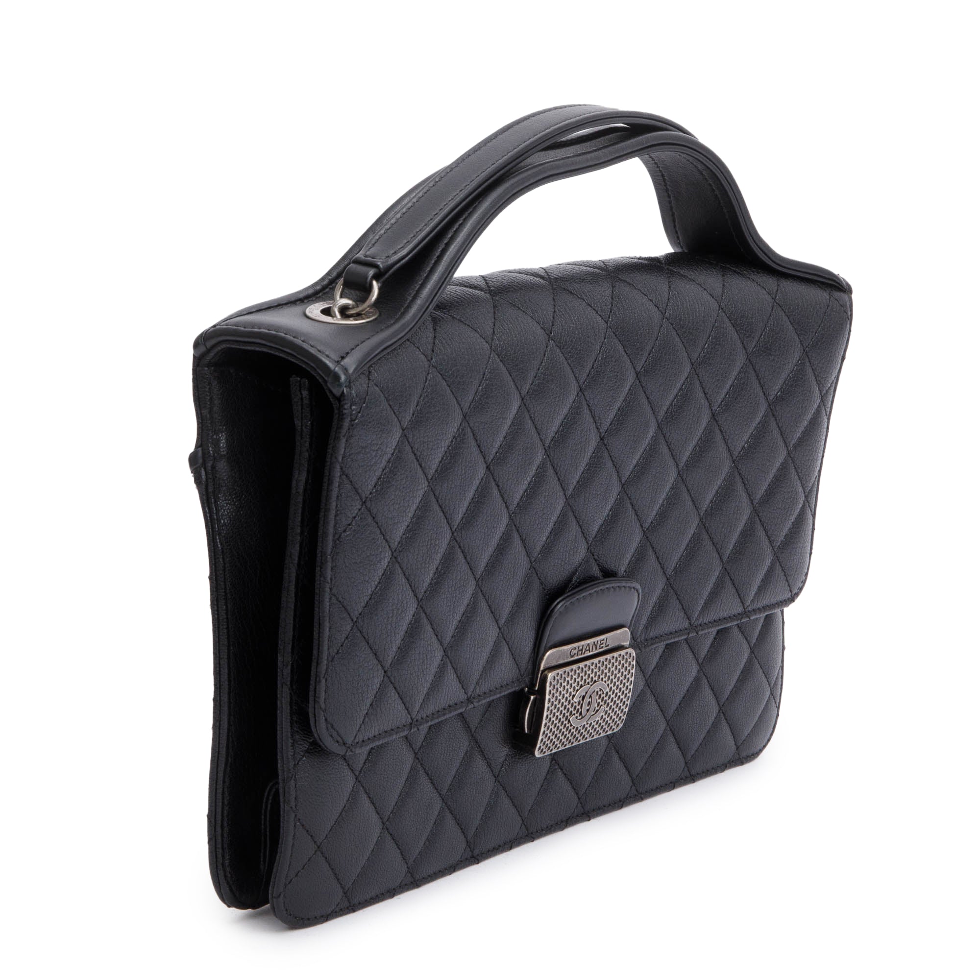 Chanel Black Quilted Caviar Leather Large University Flap Bag