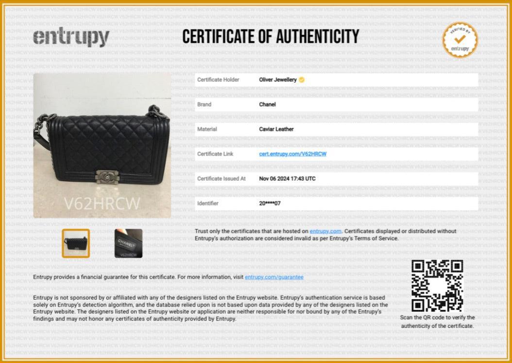 Chanel Black Quilted Caviar Leather Medium Boy Bag
