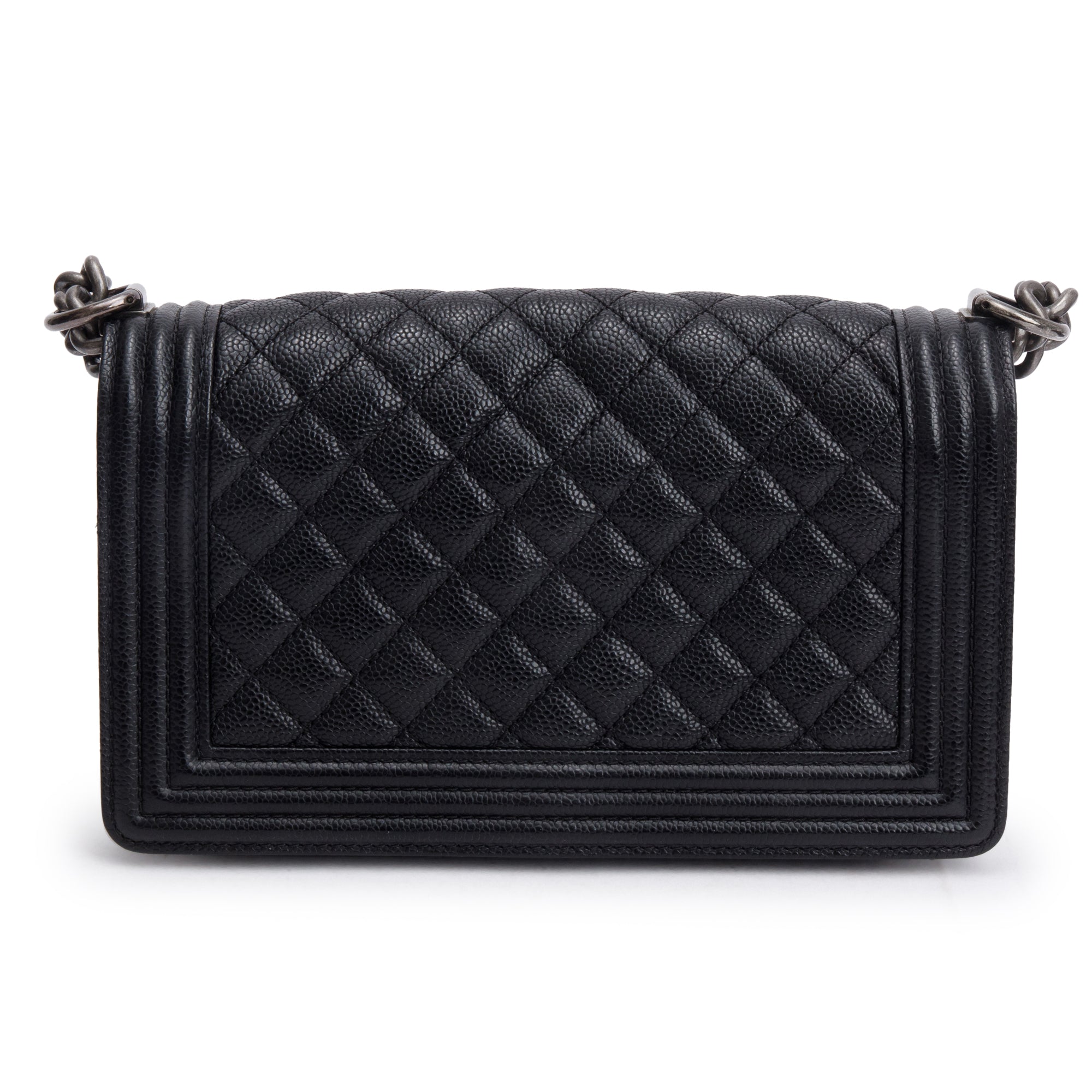 Chanel Black Quilted Caviar Leather Medium Boy Bag