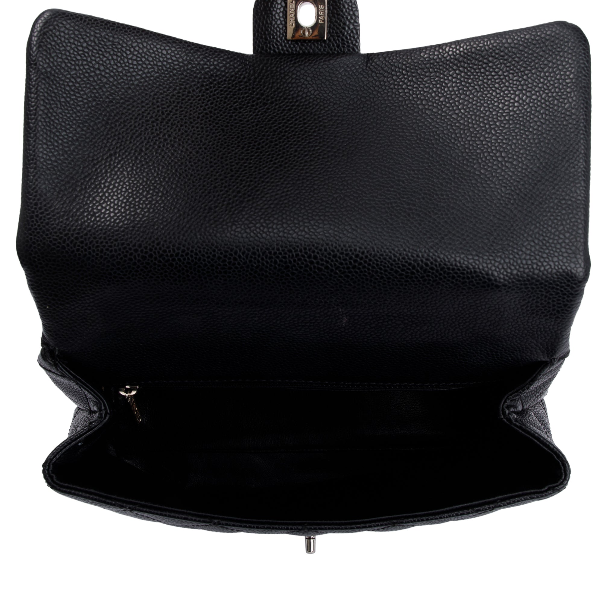 Chanel Black Quilted Caviar Leather Medium Kelly Top Handle Bag w/ Box