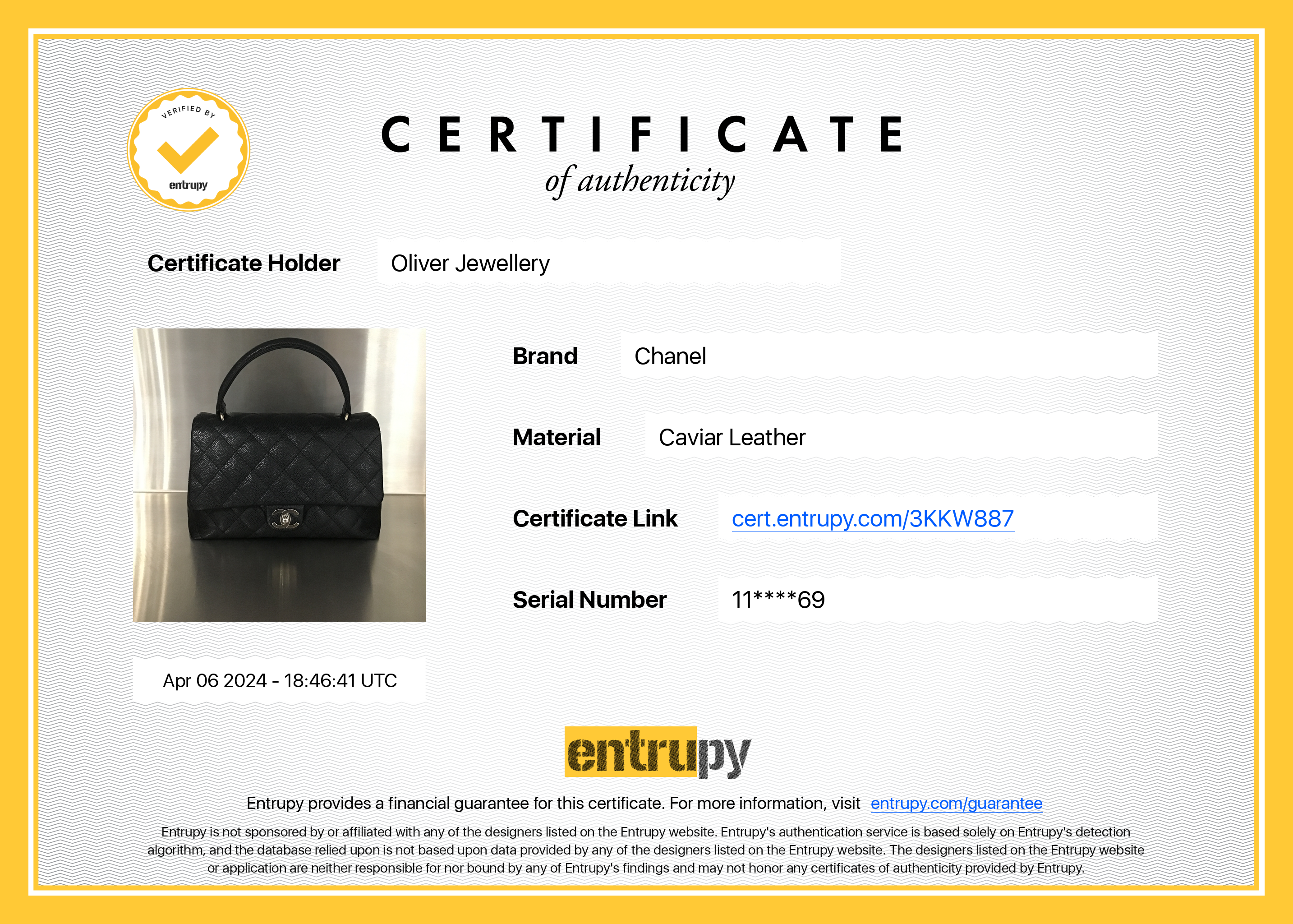 Chanel Black Quilted Caviar Leather Medium Kelly Top Handle Bag w/ Box