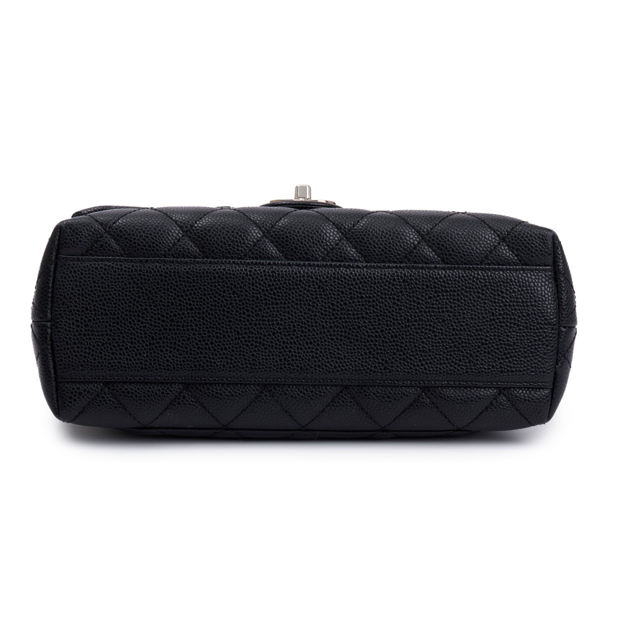 Chanel Black Quilted Caviar Leather Medium Kelly Top Handle Bag w/ Box