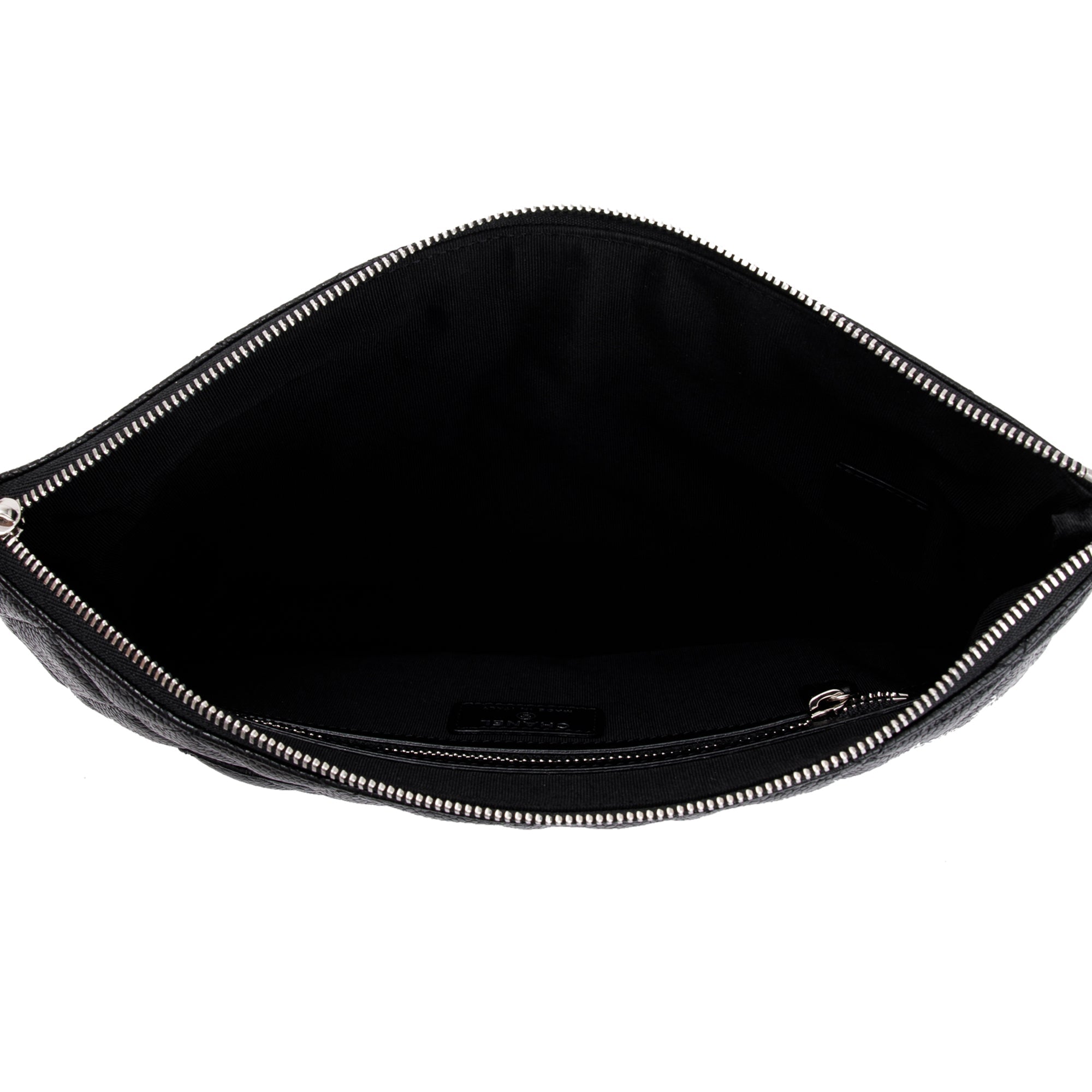 Chanel Black Quilted Caviar Leather Medium O-Case Clutch w/ Box & Authenticity Card