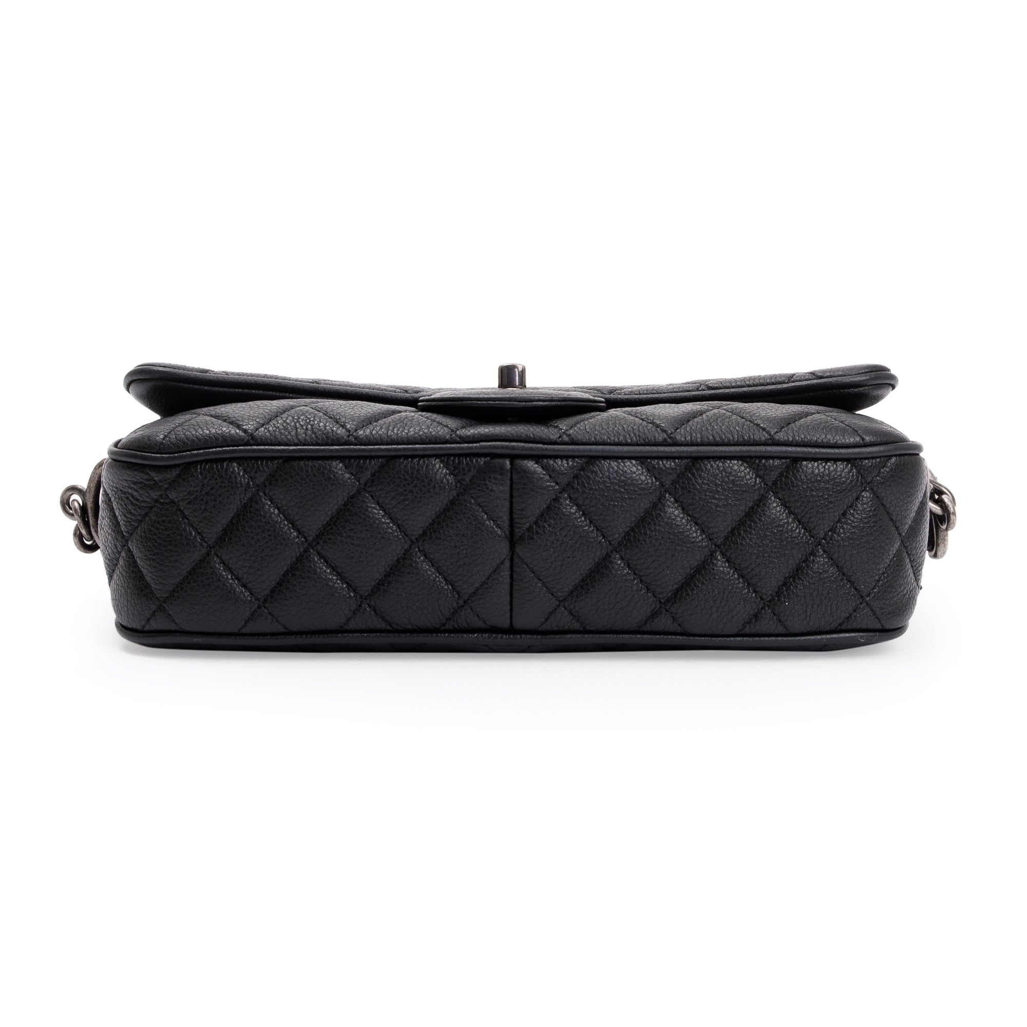 Chanel Black Quilted Caviar Leather Small Casual Rock Flap Bag w/ Box & Authenticity Card